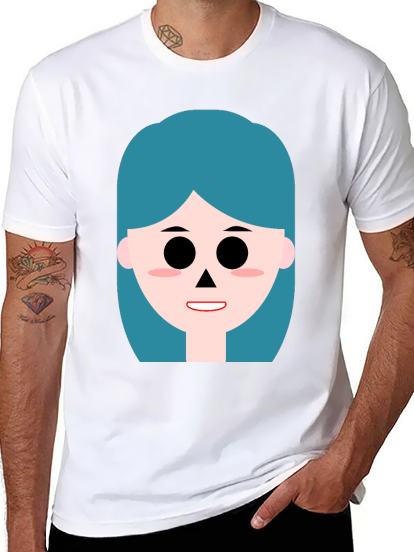 Cartoon Girl Graphic Black T-Shirt