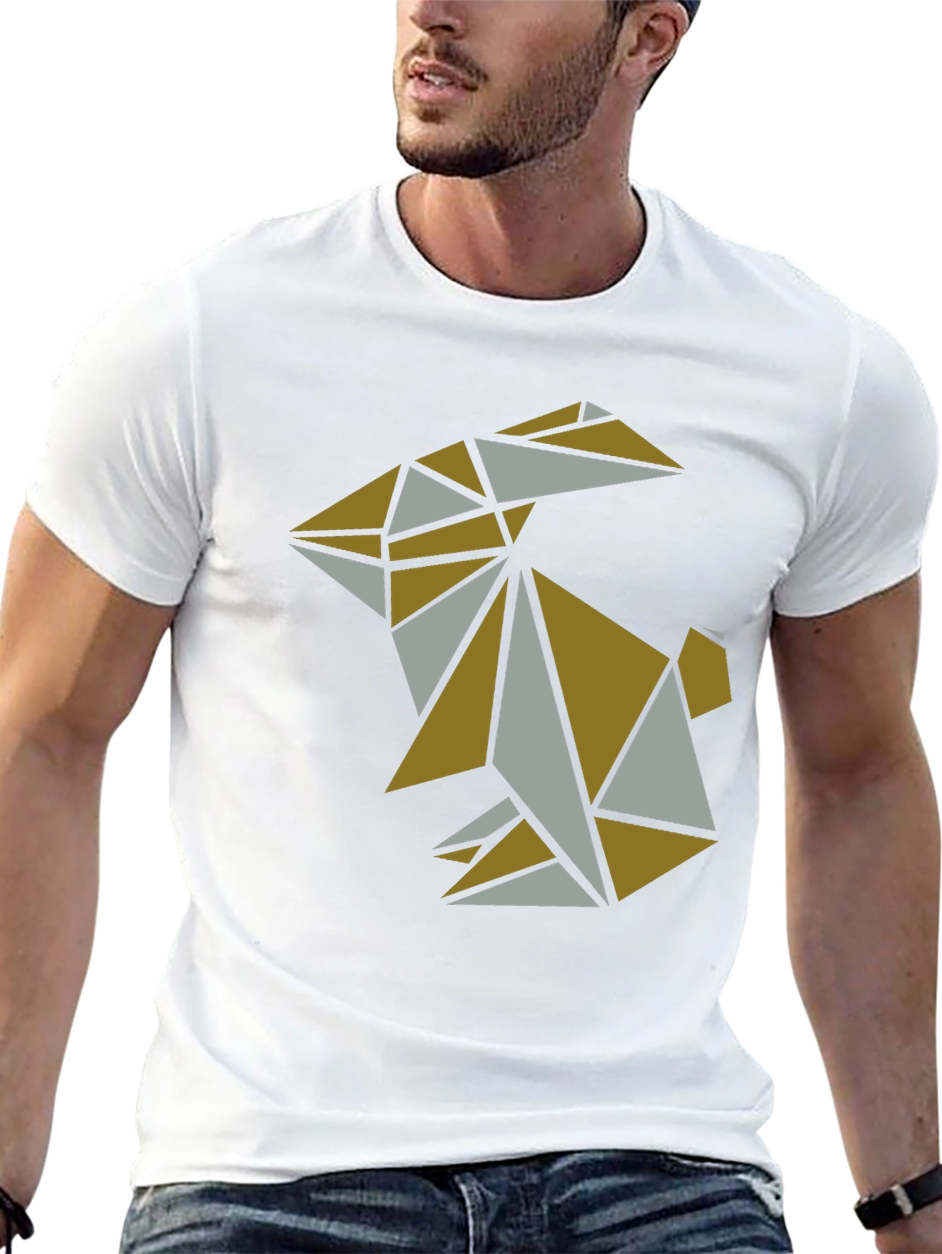 Geometric Origami Rabbit Graphic T-Shirt
