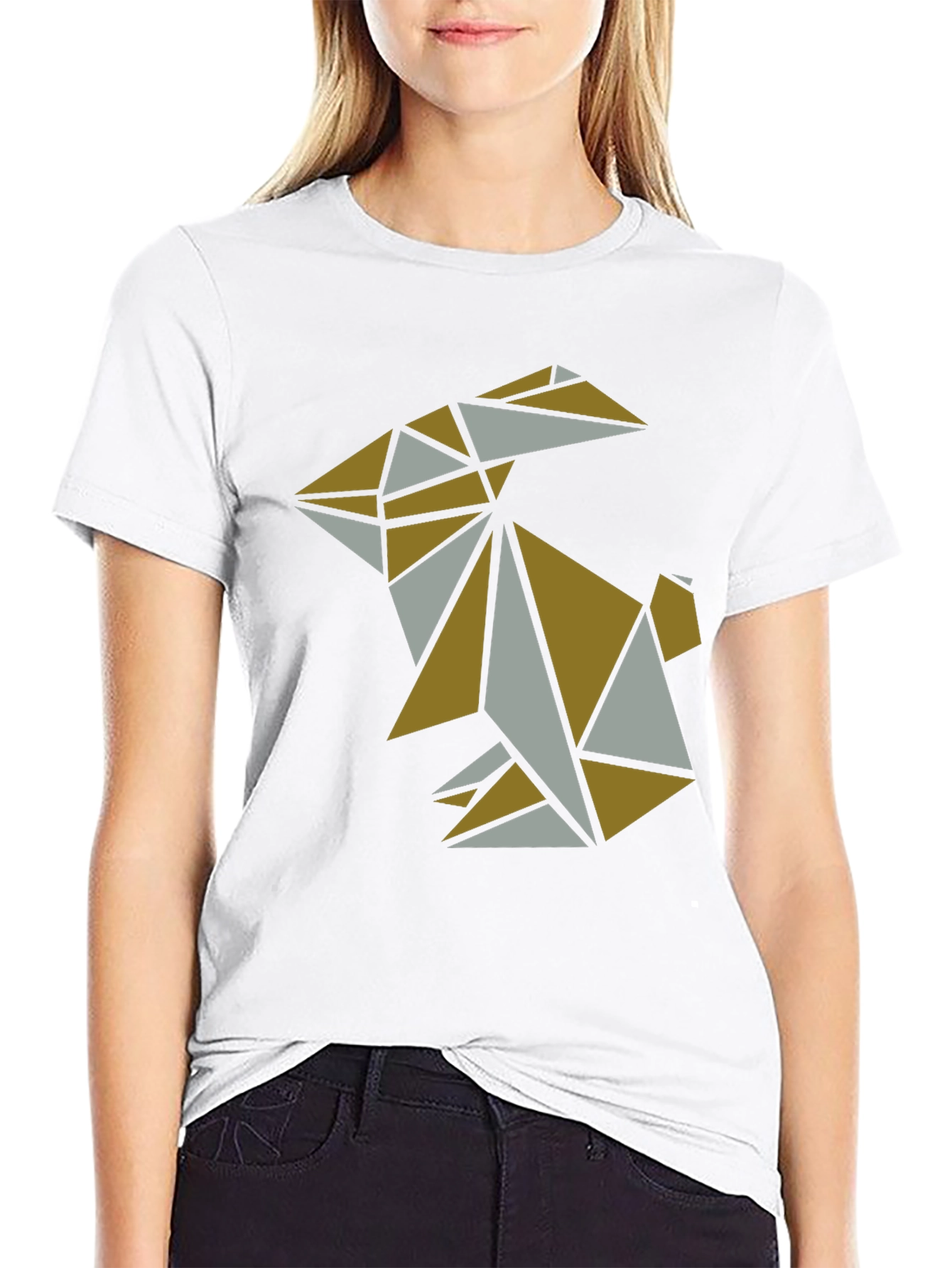 Geometric Origami Rabbit Graphic T-Shirt