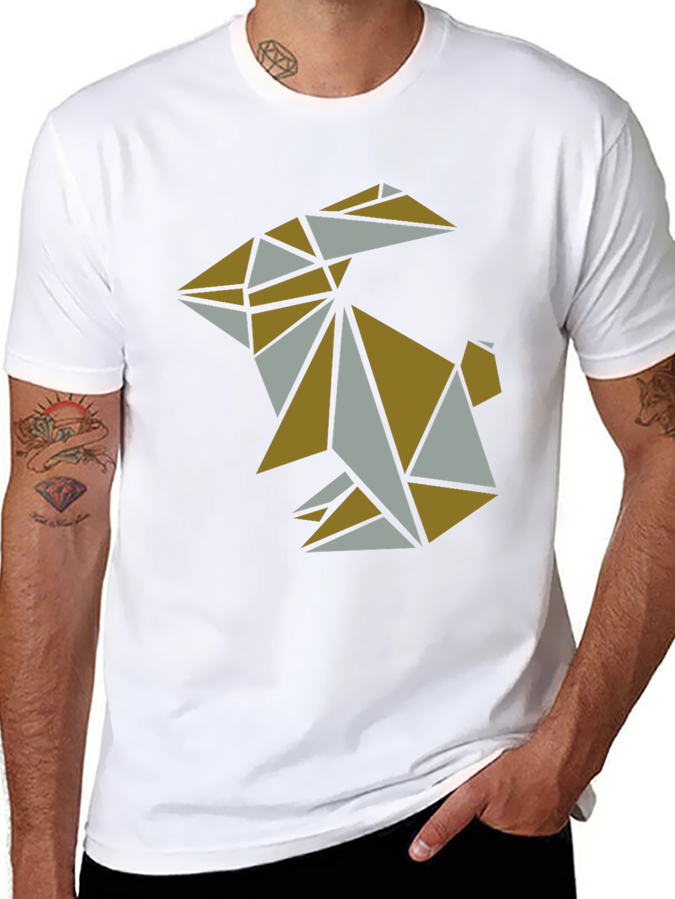 Geometric Origami Rabbit Graphic T-Shirt