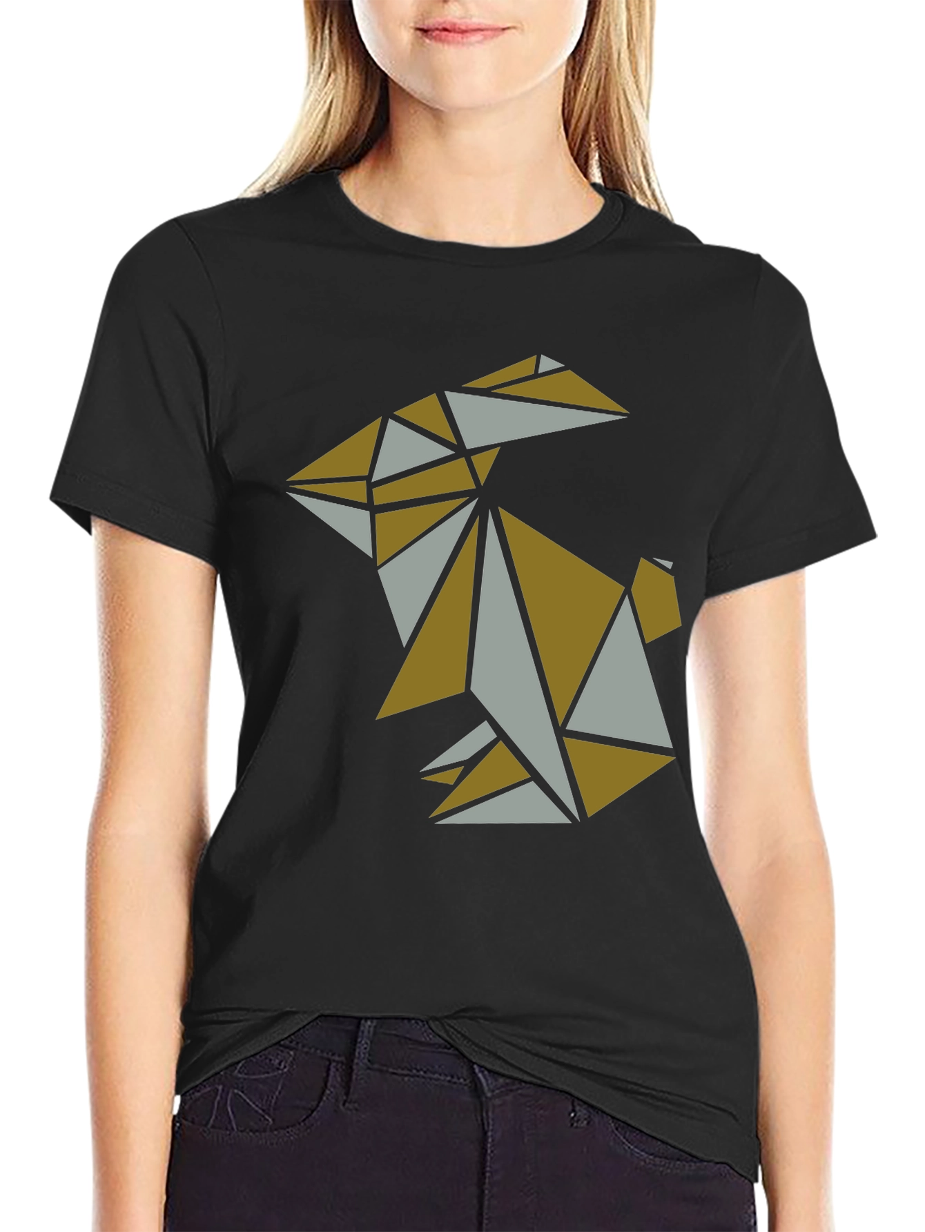 Geometric Origami Rabbit Graphic T-Shirt