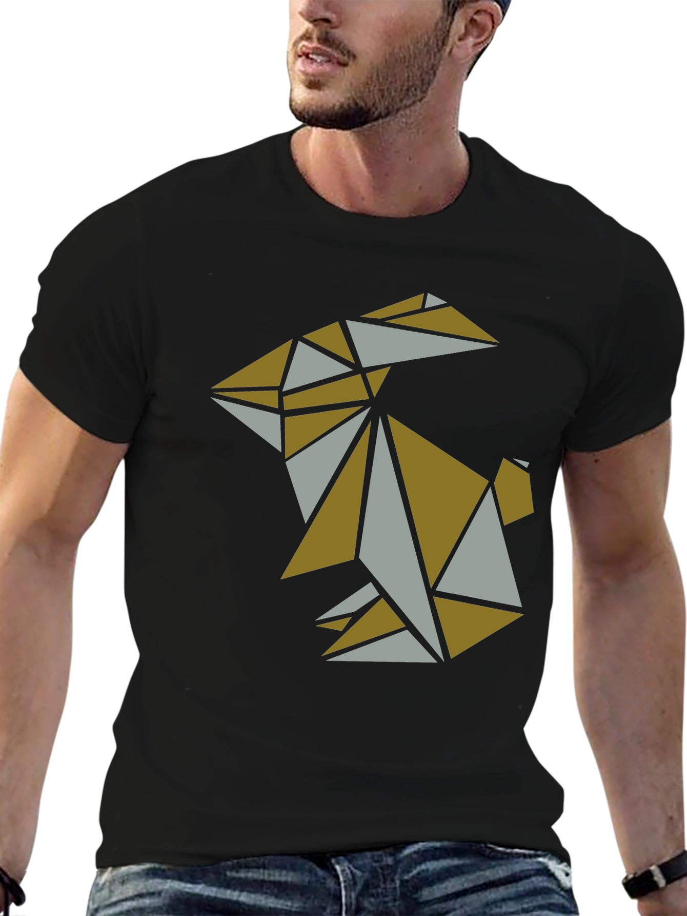 Geometric Origami Rabbit Graphic T-Shirt