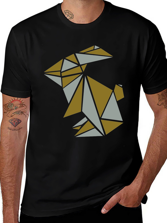 Geometric Origami Rabbit Graphic T-Shirt
