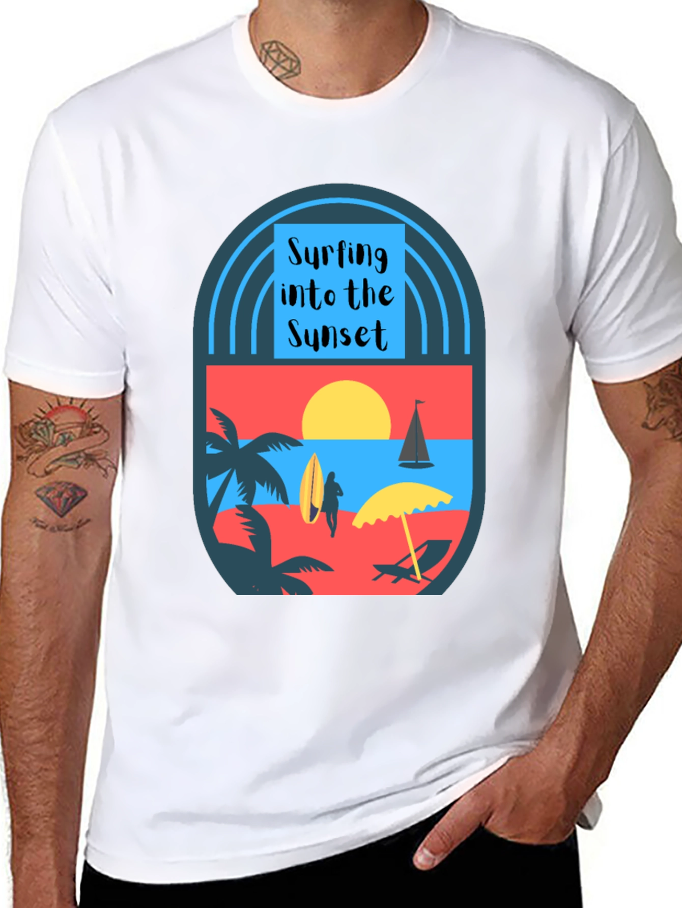 Surfing Into the Sunset Graphic Tee
