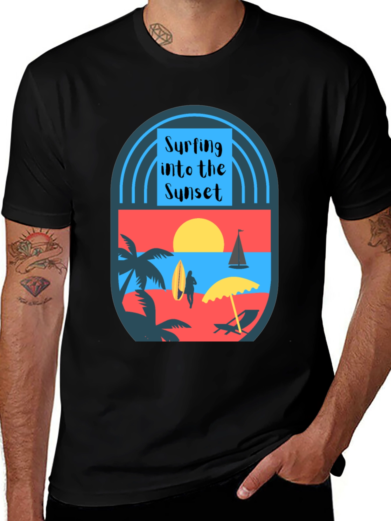 Surfing Into the Sunset Graphic Tee