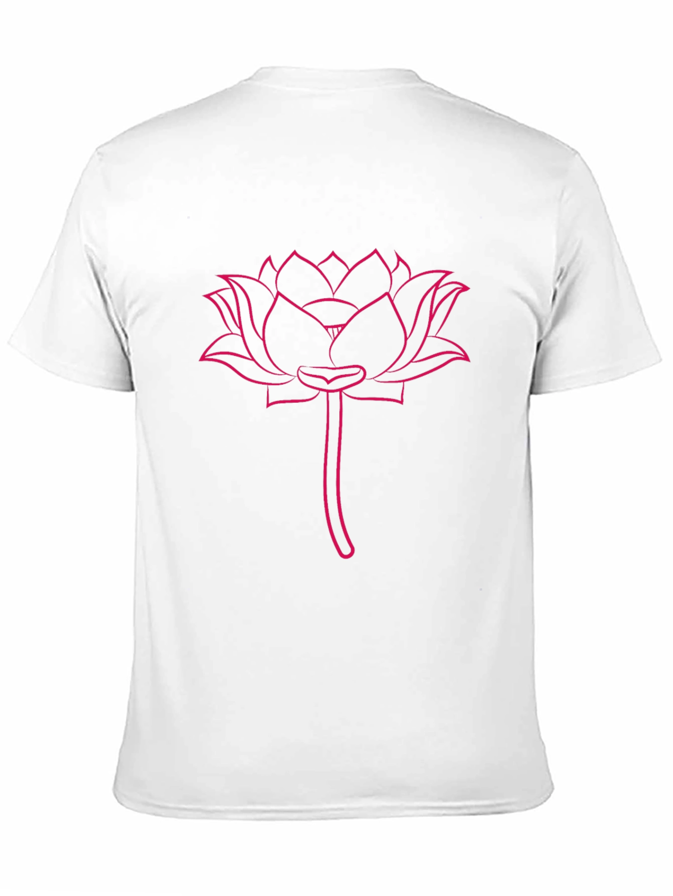 Pink Lotus Flower Print Black T-Shirt