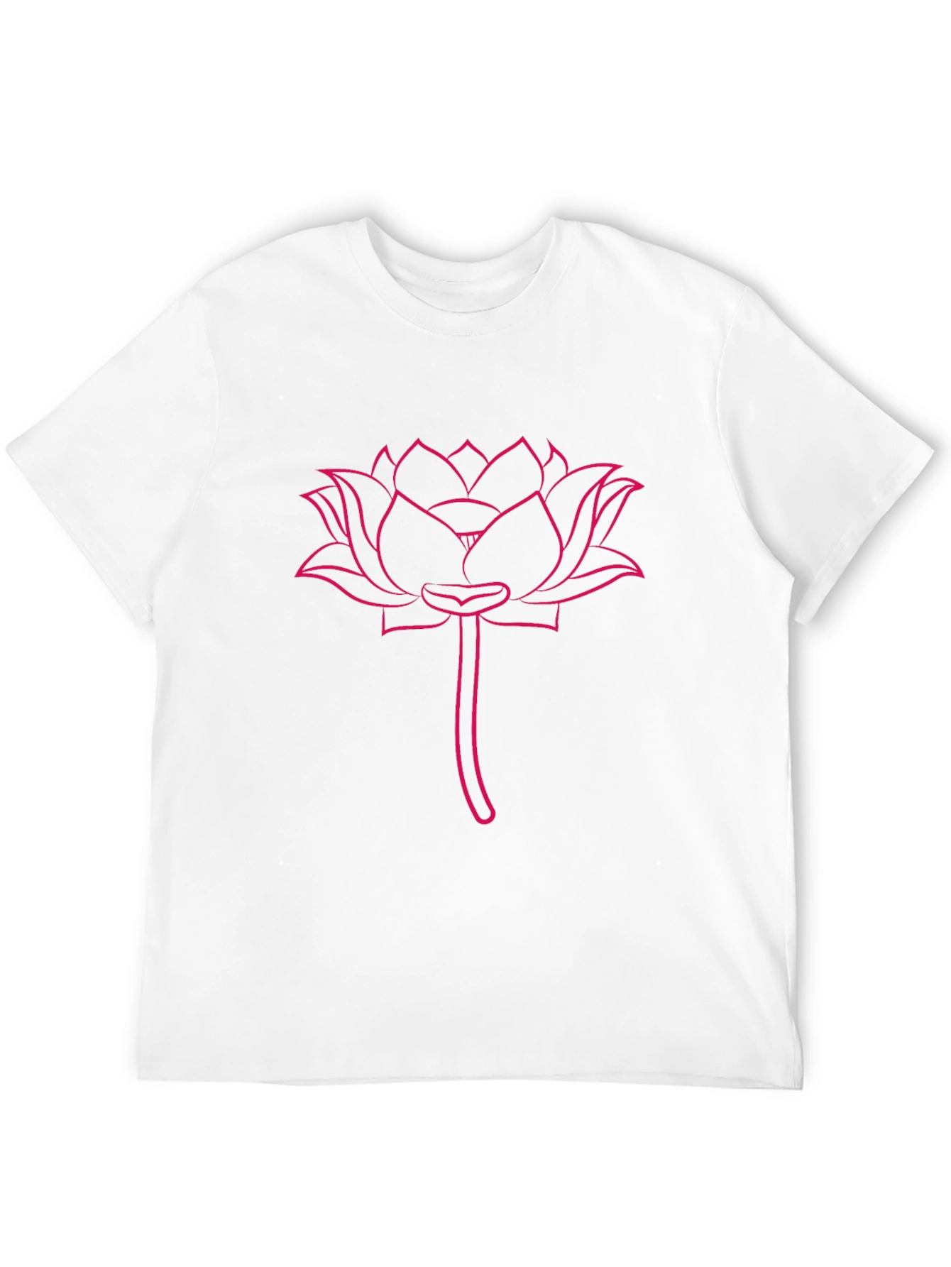 Pink Lotus Flower Print Black T-Shirt