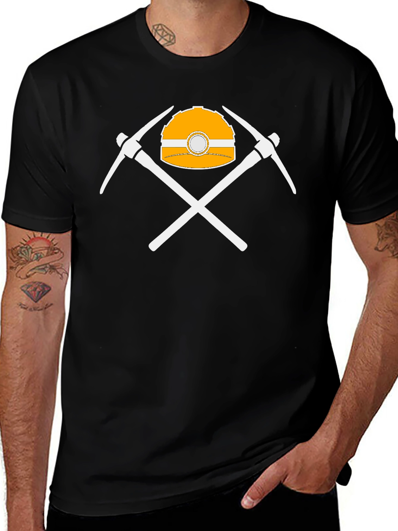 Miners Helmet & Pickaxes Graphic T-Shirt