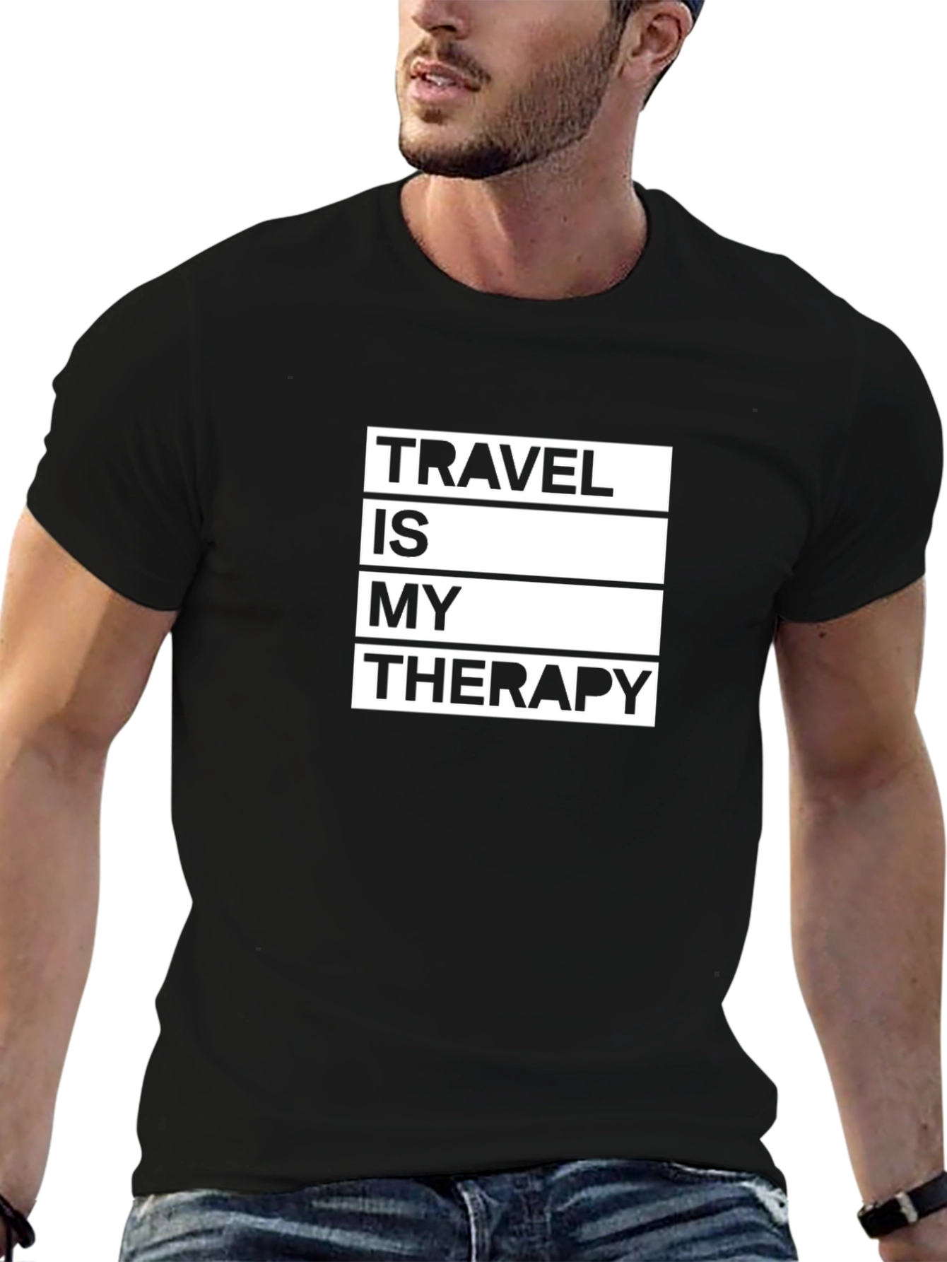 Travel Therapy Black Graphic T-Shirt