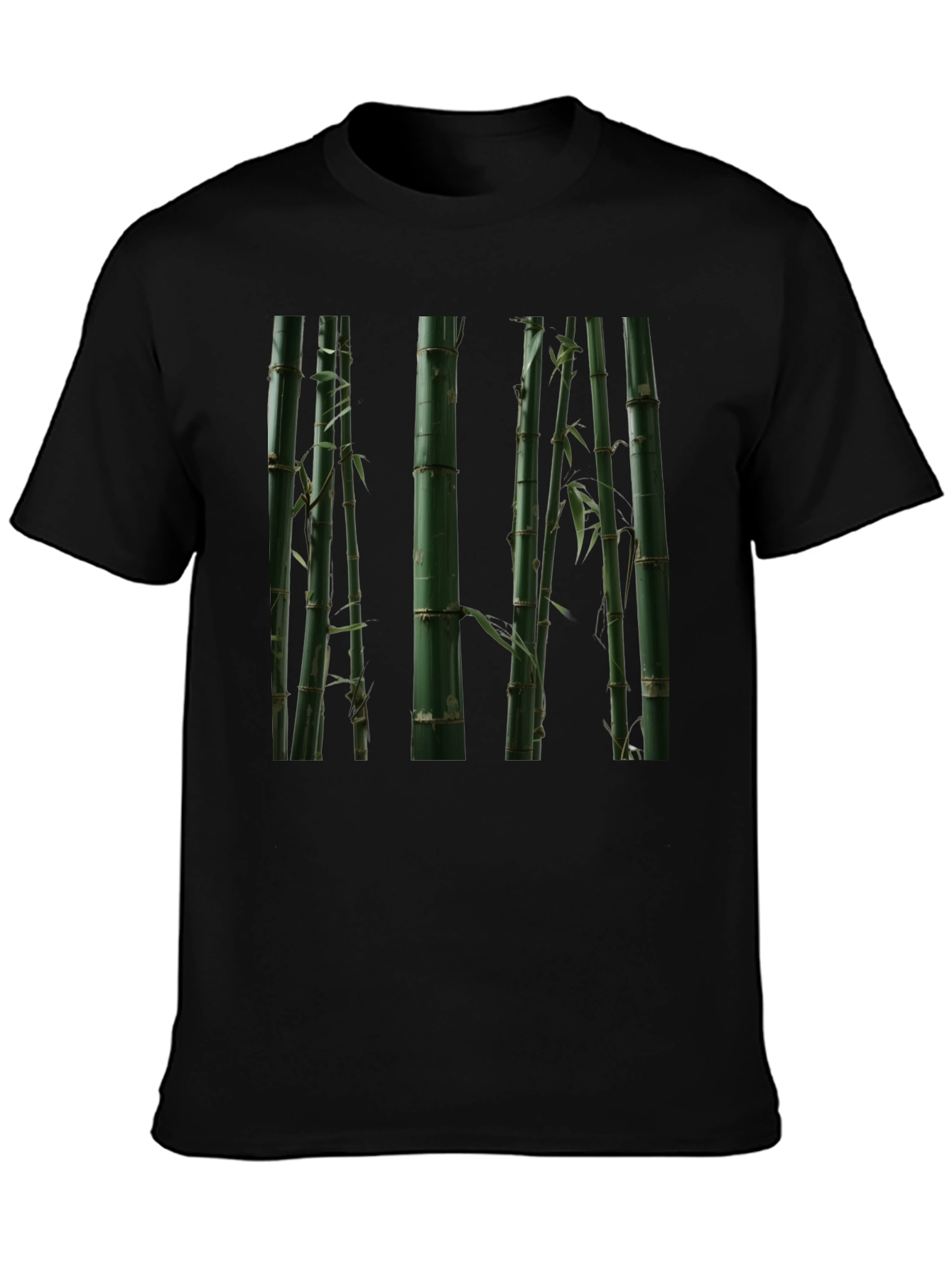 Bamboo Print Black T-Shirt