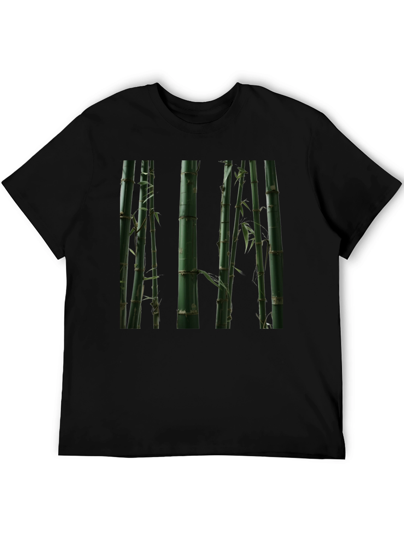 Bamboo Print Black T-Shirt