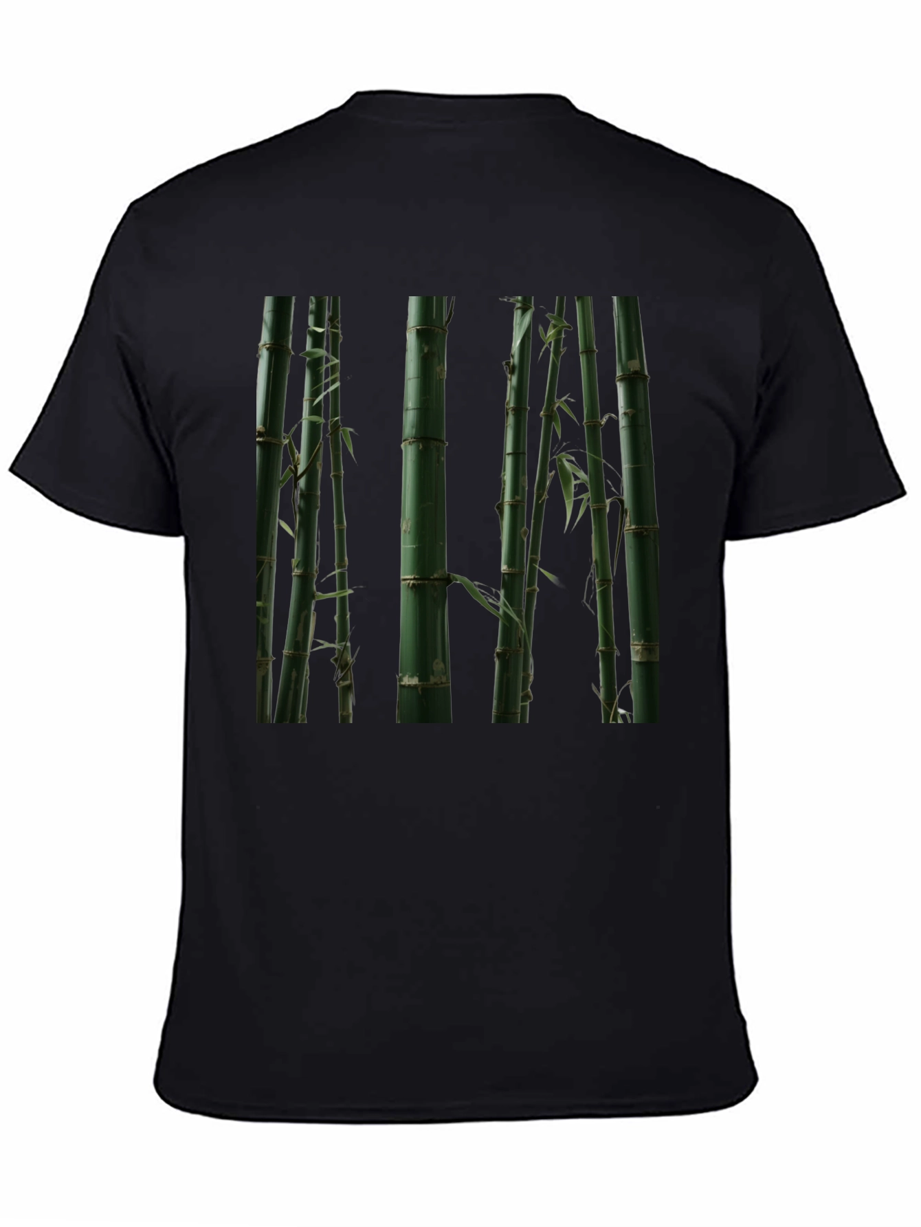 Bamboo Print Black T-Shirt