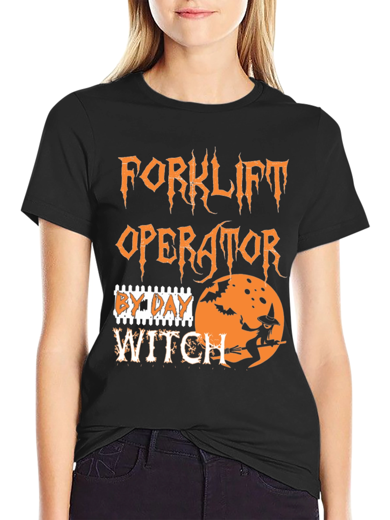 Forklift Operator by Day Witch Halloween T-Shirt