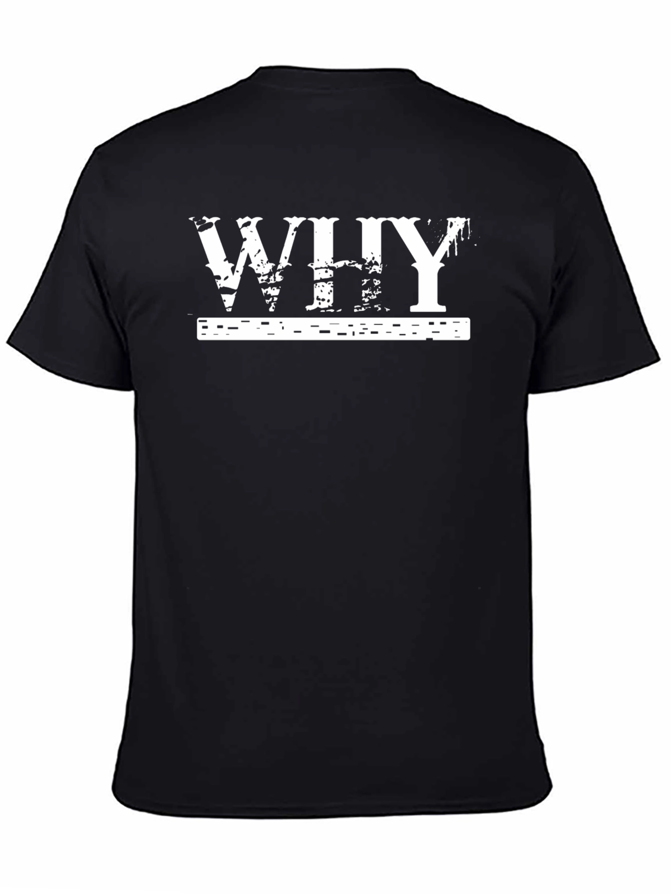 Mens Black T-Shirt with Why Graphic Print