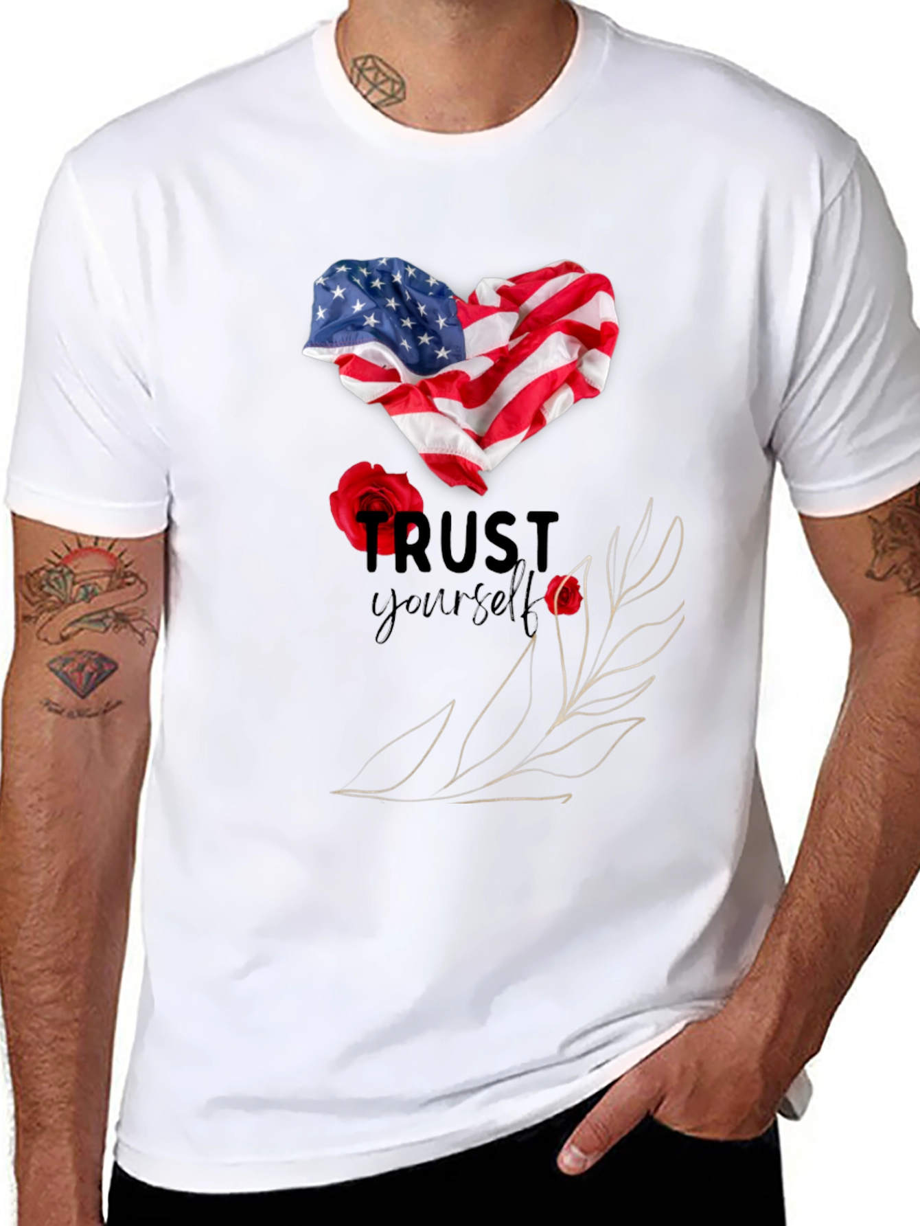 Trust Yourself American Flag Heart T-Shirt
