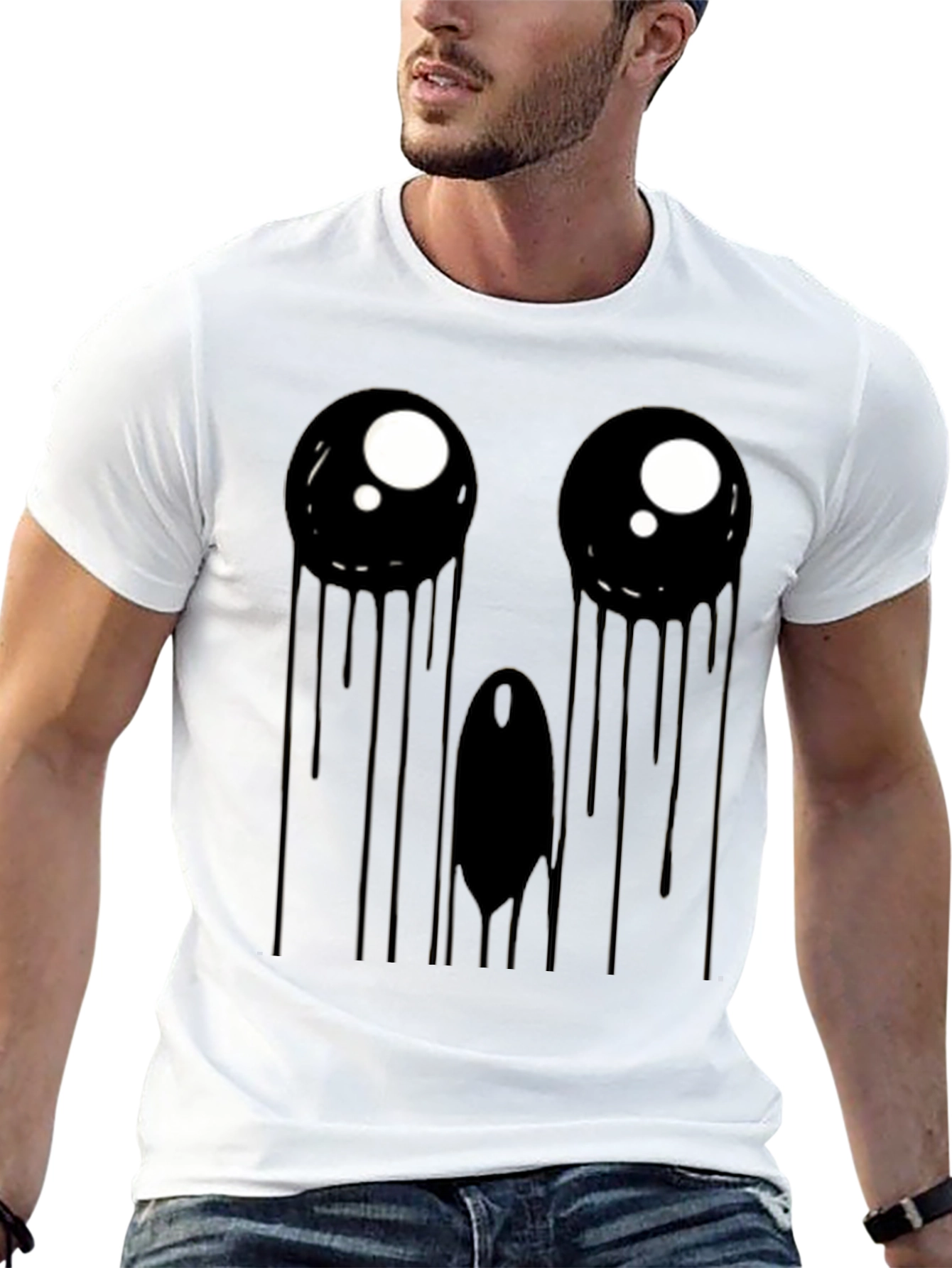 Creepy Dripping Eye Graphic Tee - Black