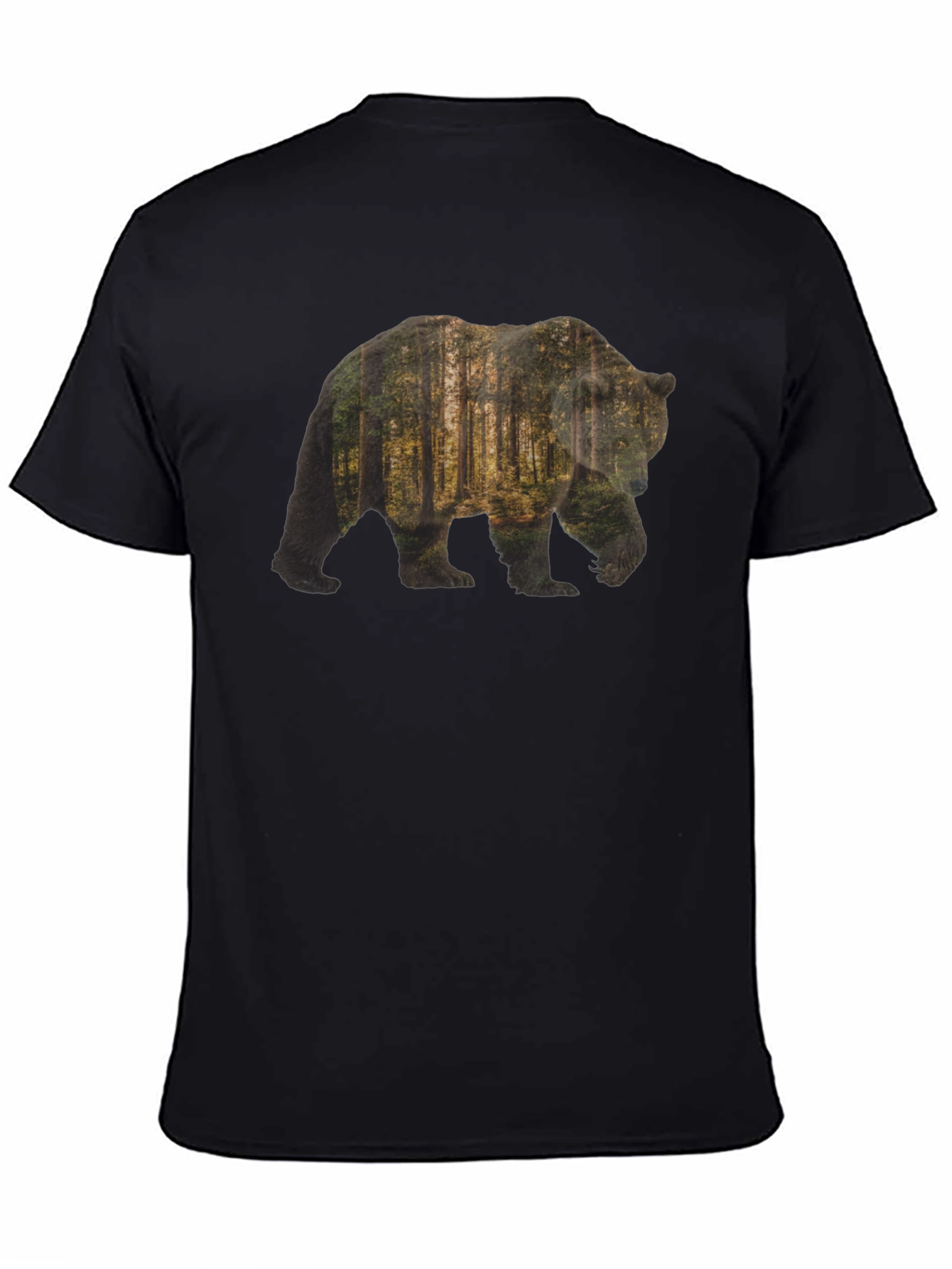 Bear Forest Print Black T-Shirt