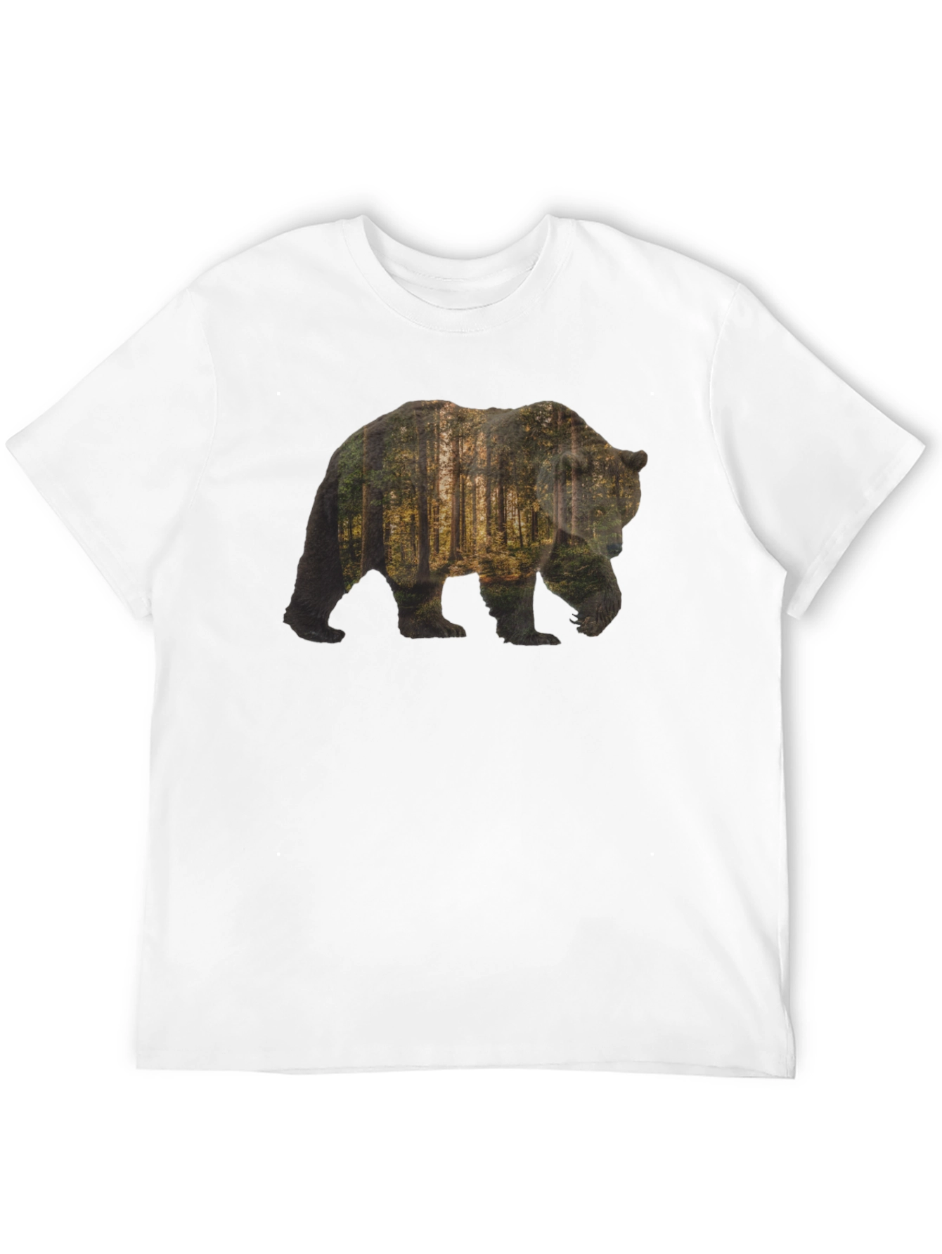 Bear Forest Print Black T-Shirt