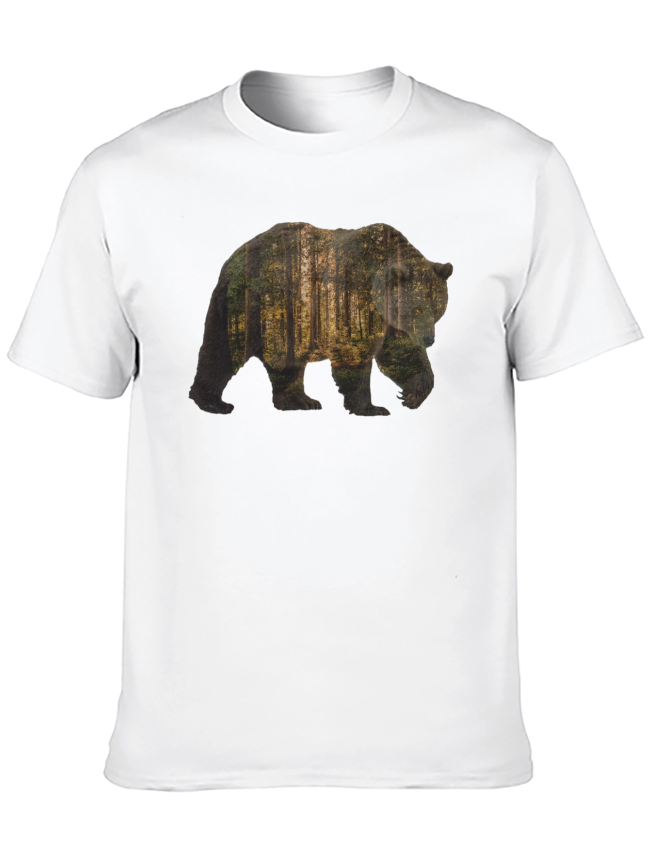 Bear Forest Print Black T-Shirt