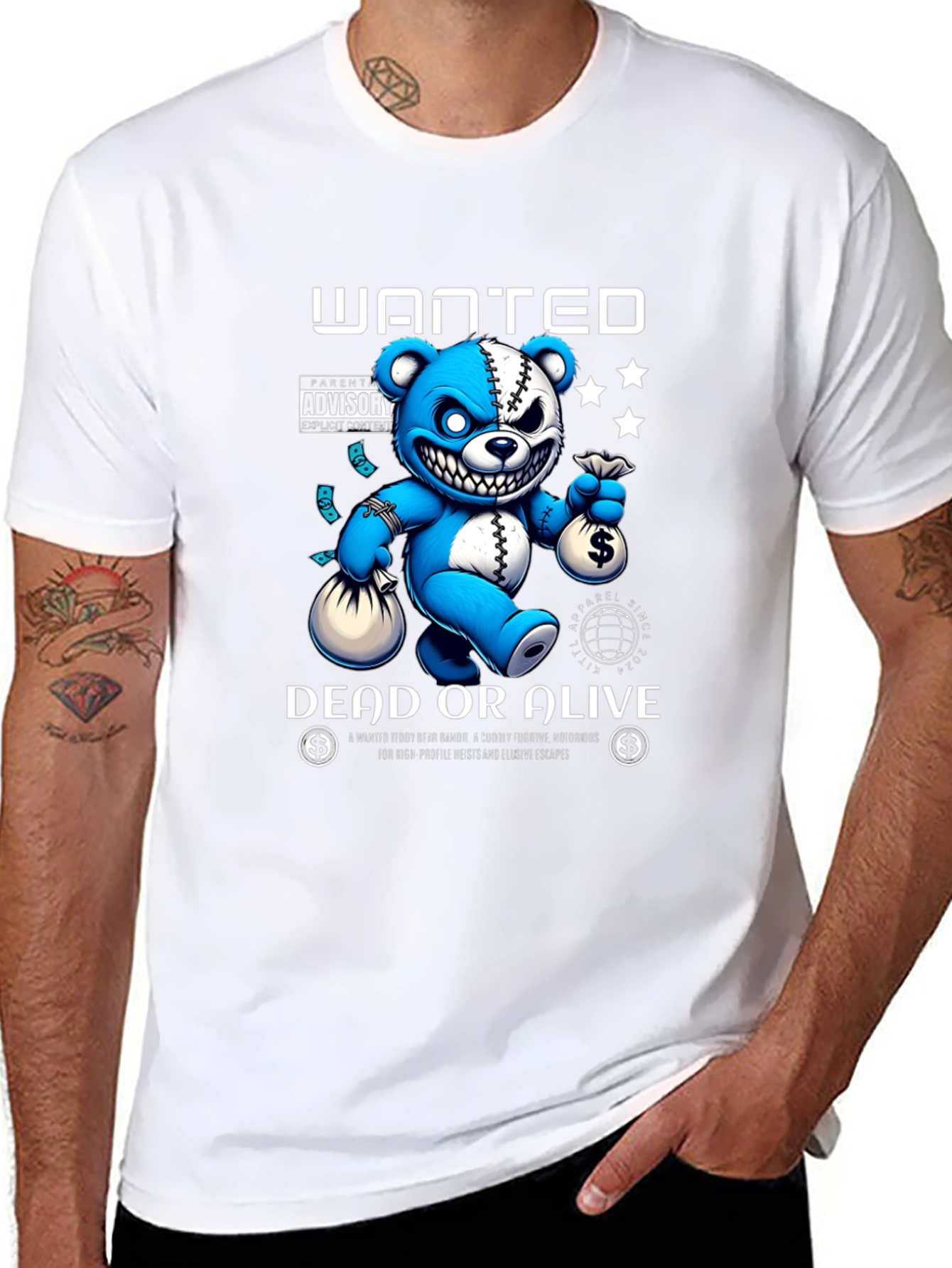 Wanted Dead or Alive Teddy Bear Graphic T-Shirt