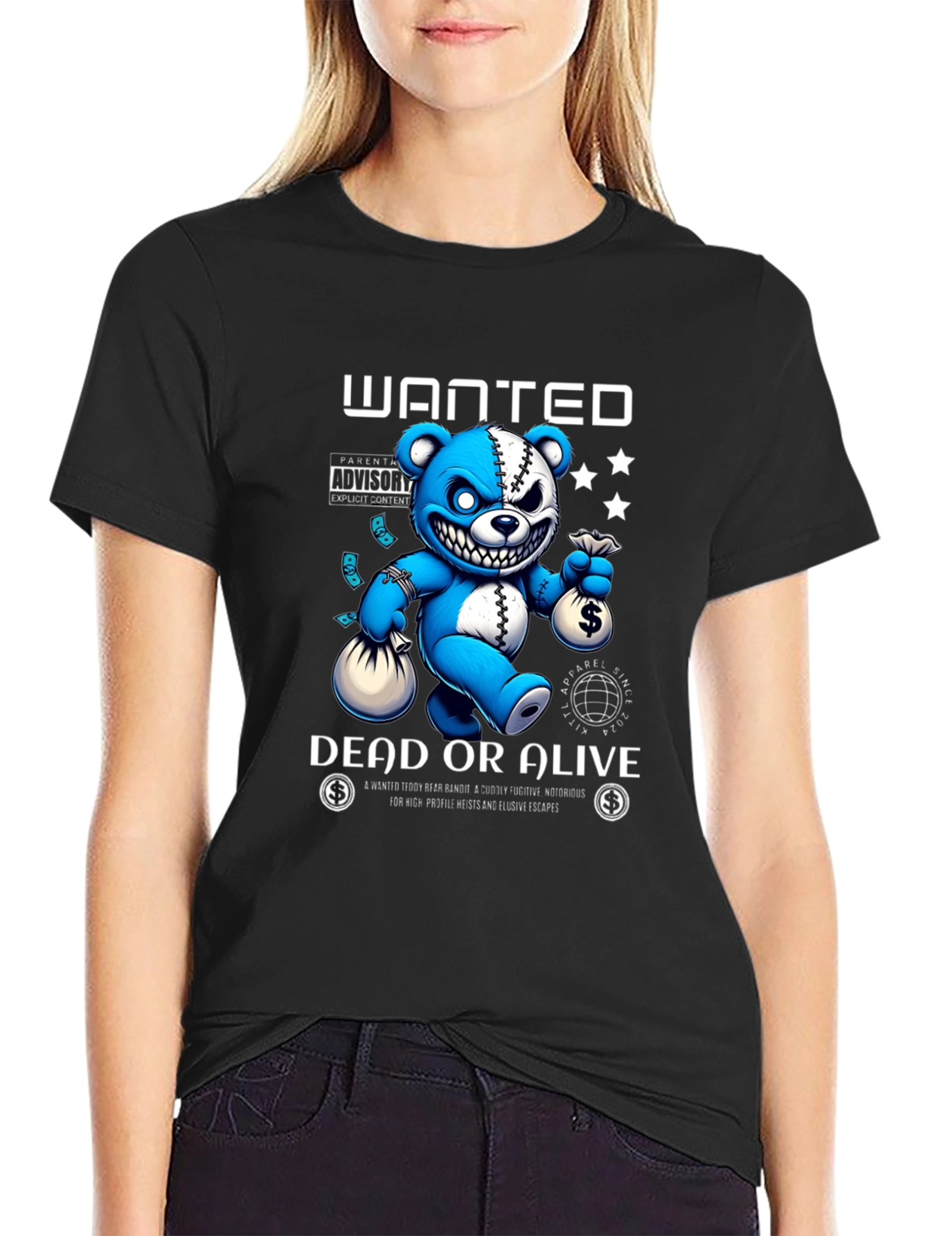 Wanted Dead or Alive Teddy Bear Graphic T-Shirt