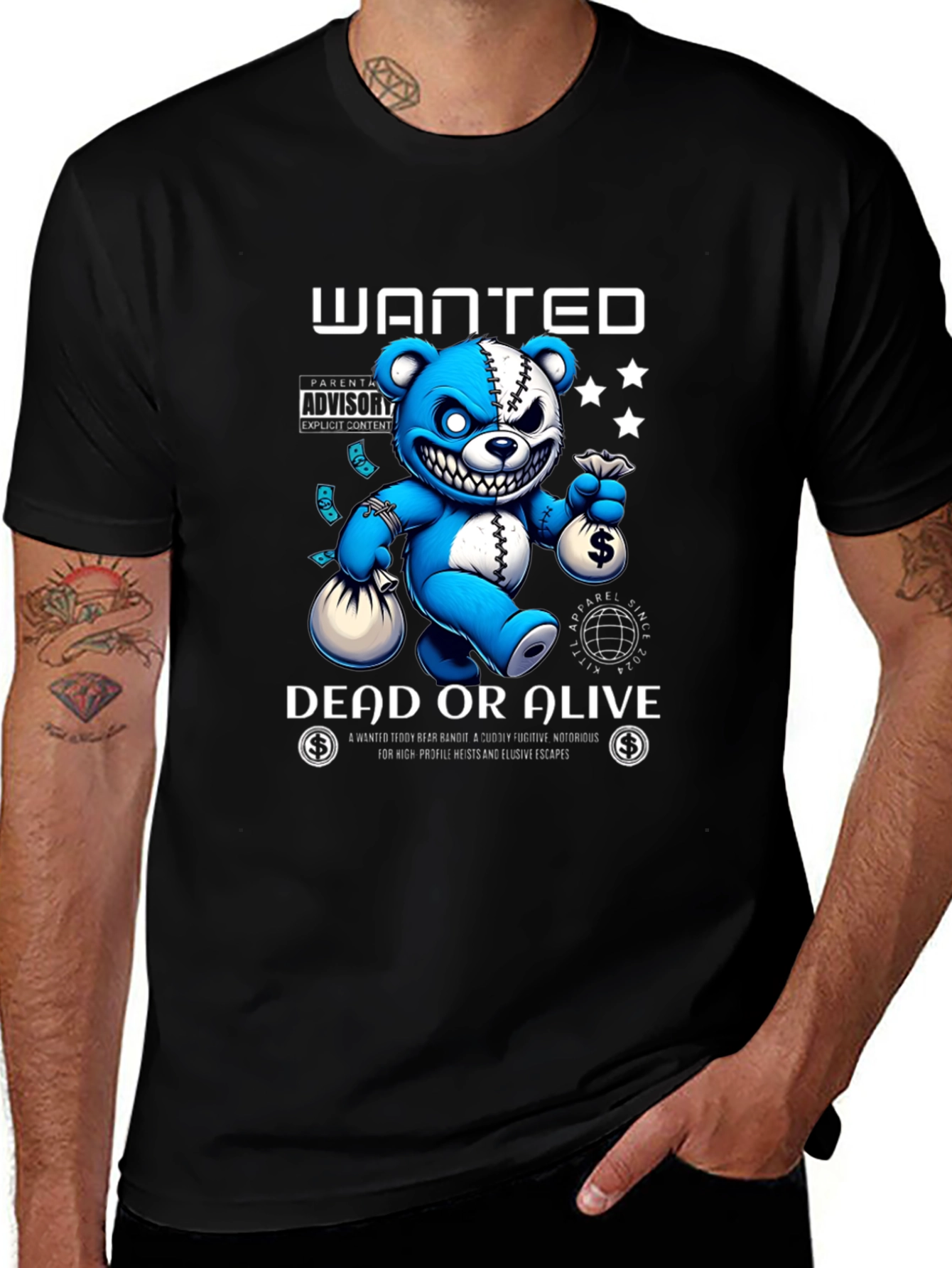 Wanted Dead or Alive Teddy Bear Graphic T-Shirt