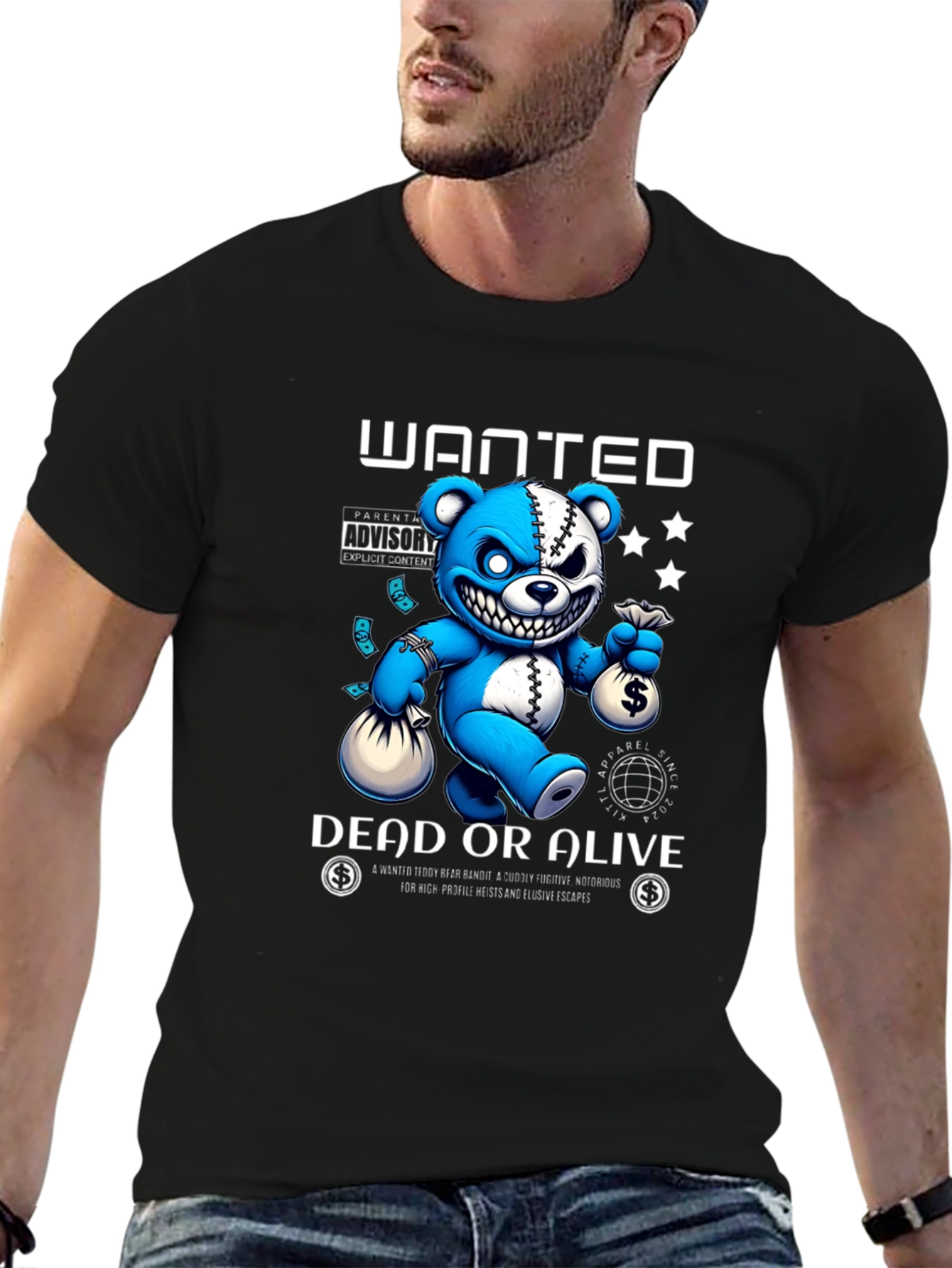 Wanted Dead or Alive Teddy Bear Graphic T-Shirt