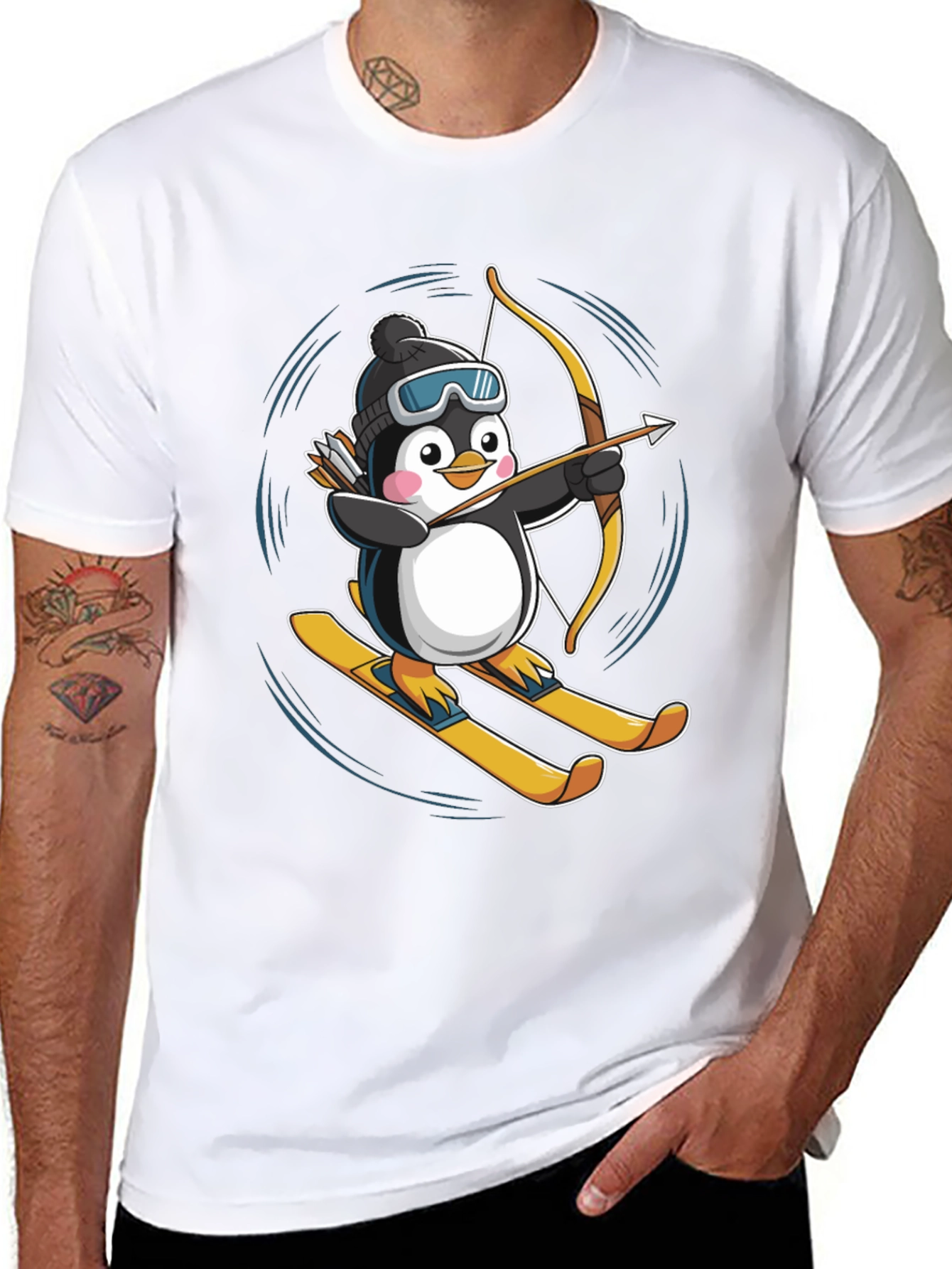 Skiing Penguin Archer Graphic Tee