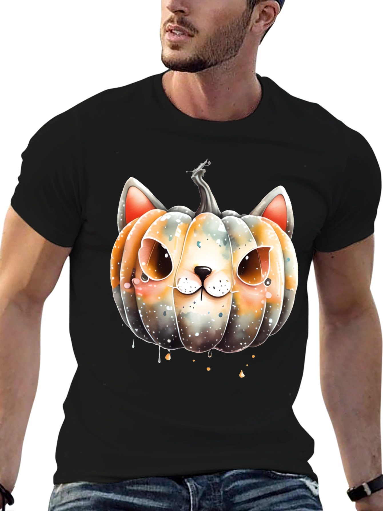 Halloween Cat Pumpkin Graphic Tee