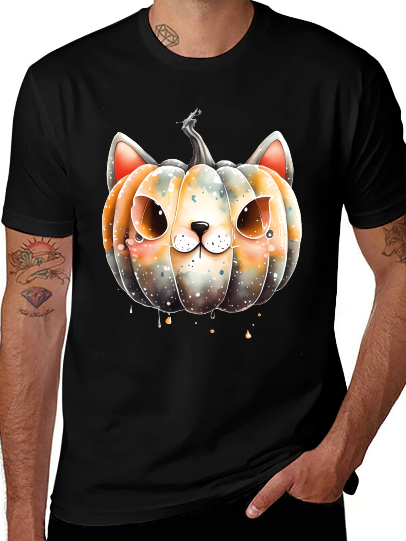 Halloween Cat Pumpkin Graphic Tee