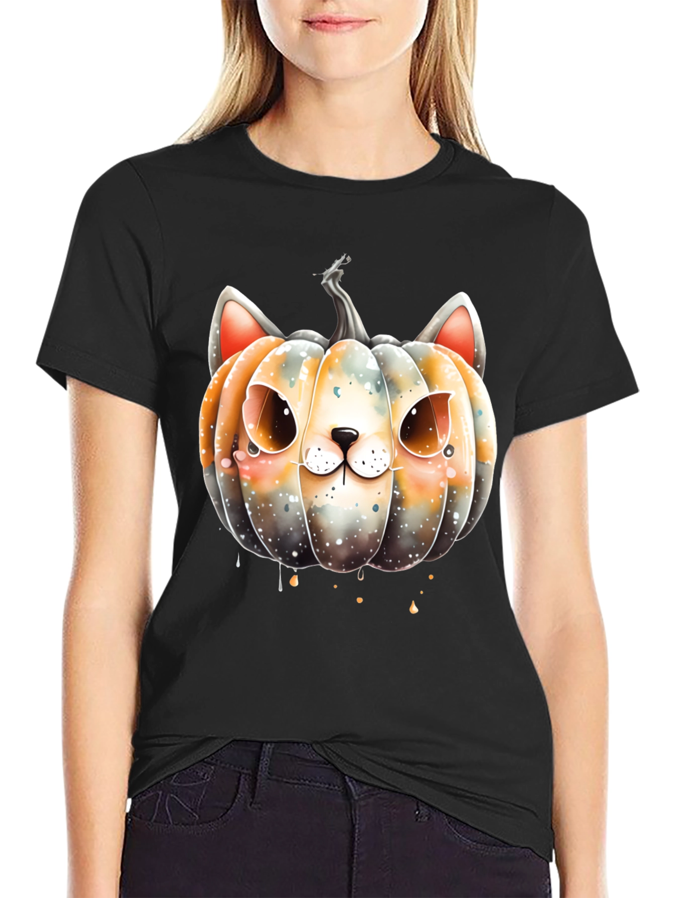 Halloween Cat Pumpkin Graphic Tee