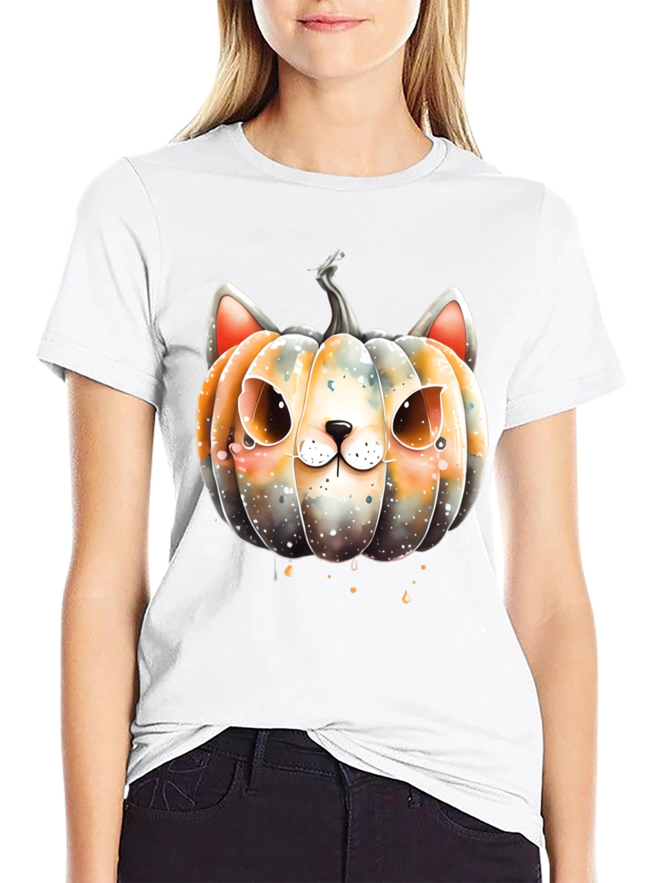 Halloween Cat Pumpkin Graphic Tee