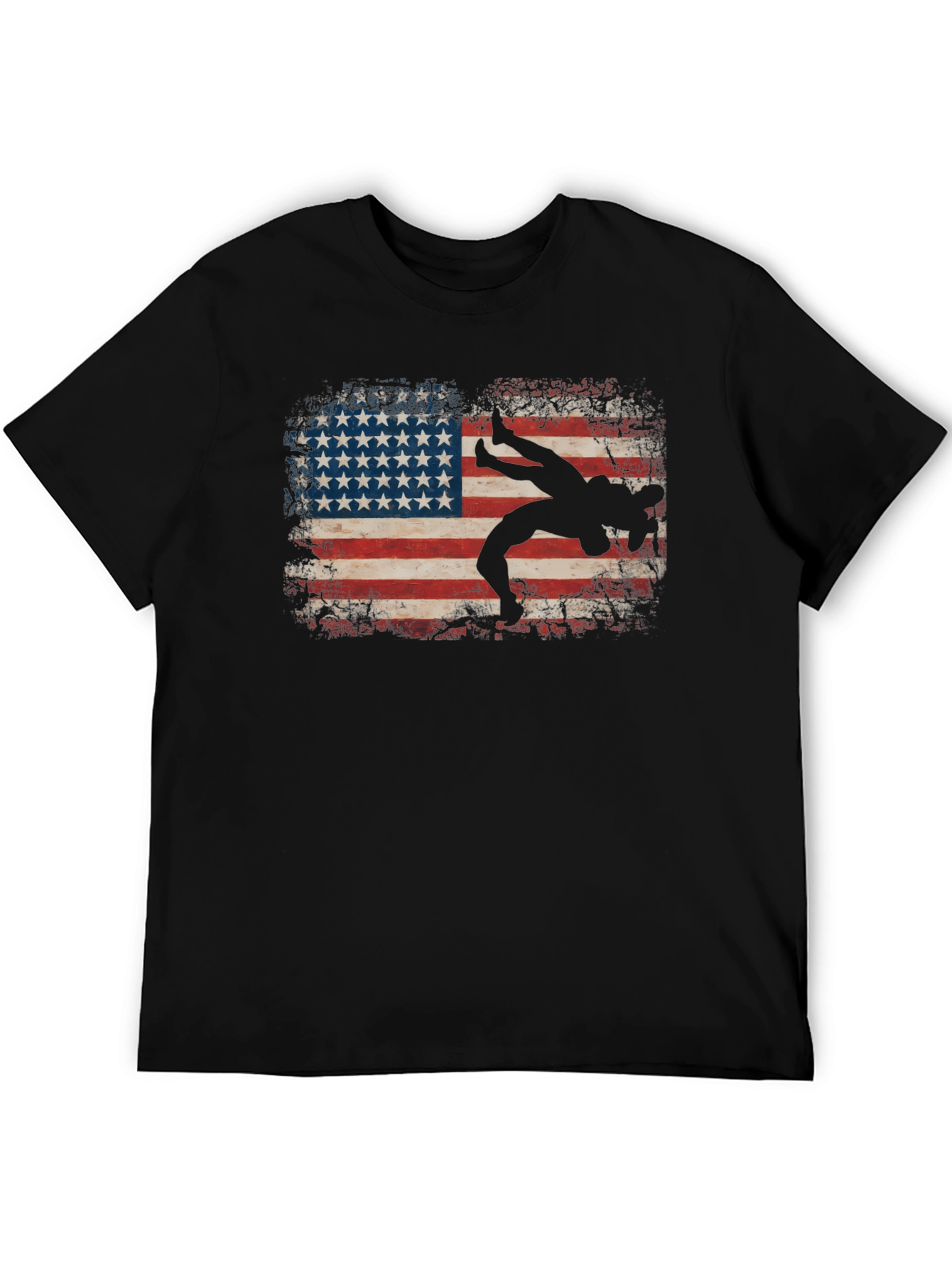 Wrestling American Flag Graphic T-Shirt