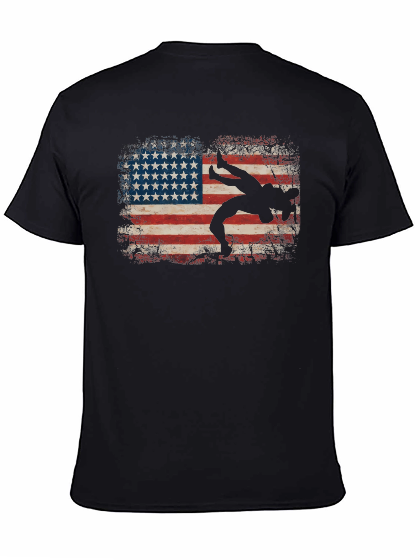 Wrestling American Flag Graphic T-Shirt