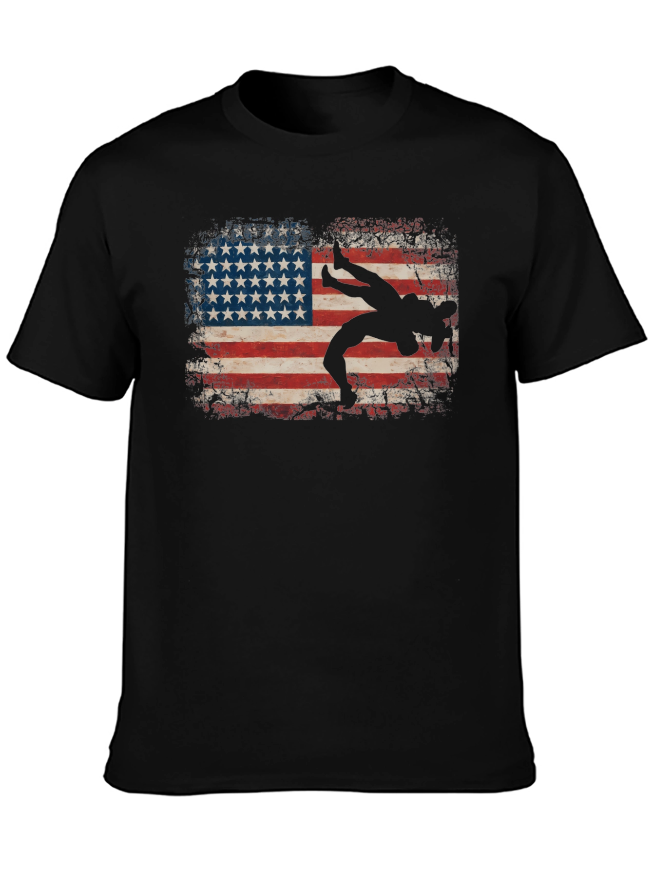 Wrestling American Flag Graphic T-Shirt