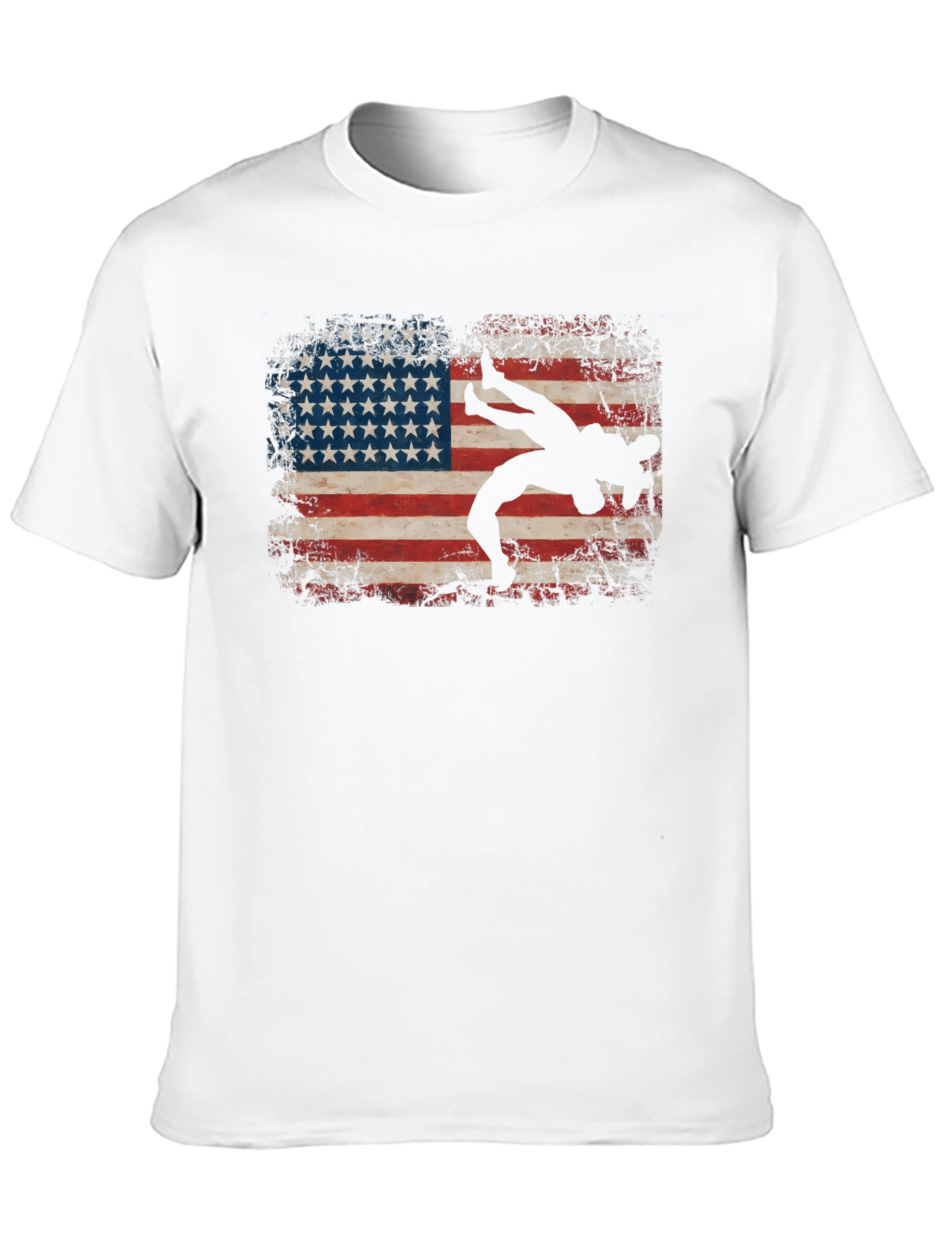 Wrestling American Flag Graphic T-Shirt