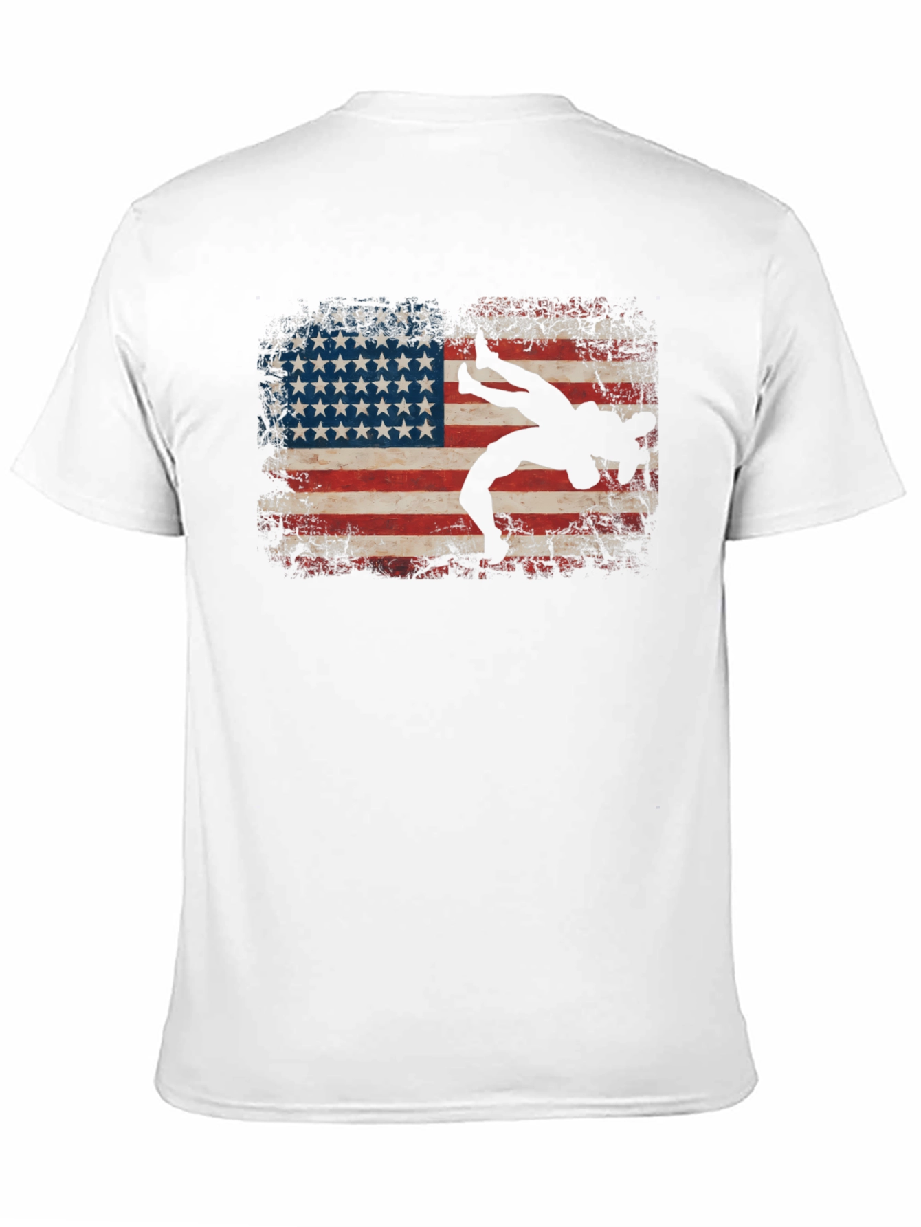 Wrestling American Flag Graphic T-Shirt