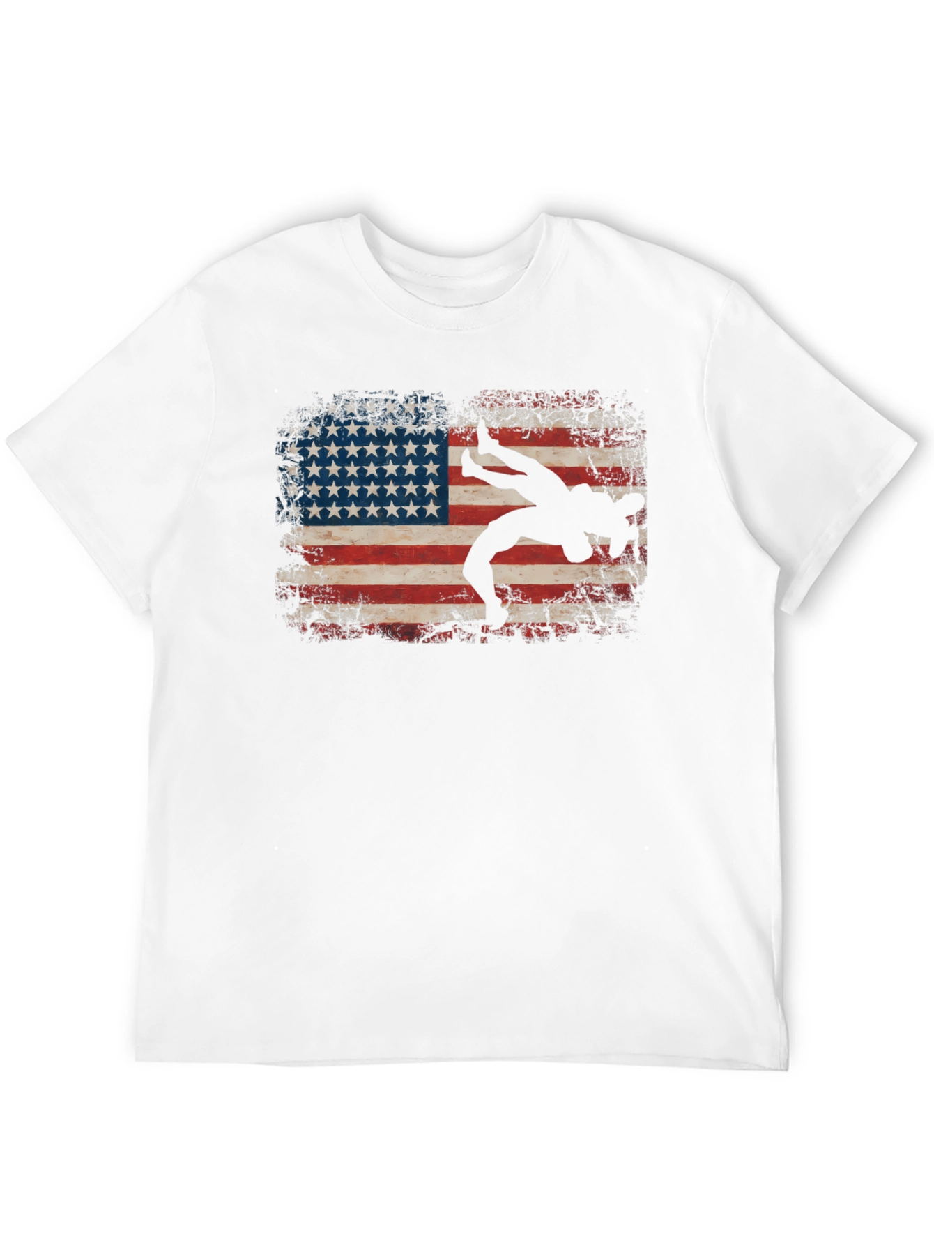 Wrestling American Flag Graphic T-Shirt