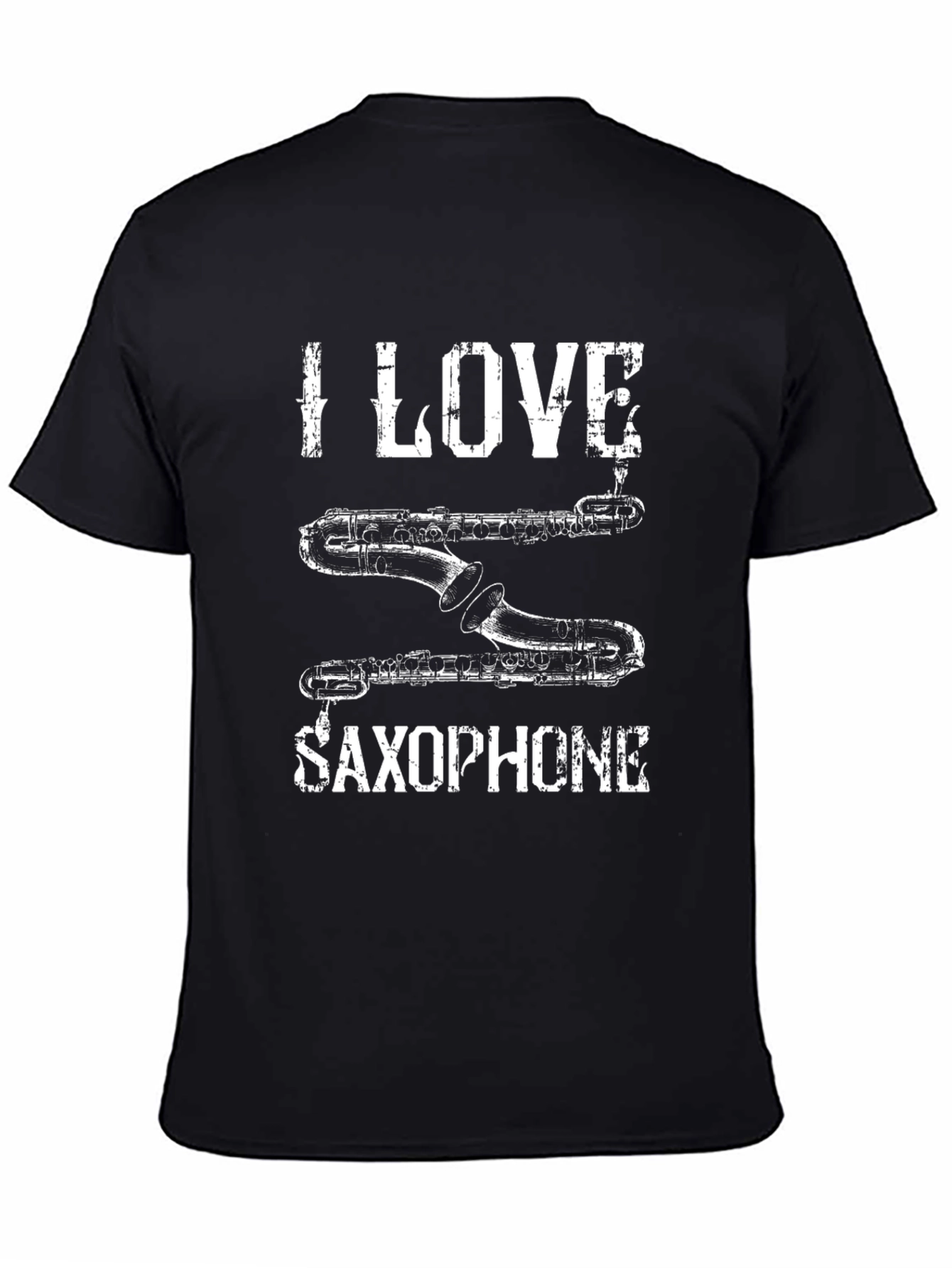 I Love Saxophone Black T-Shirt