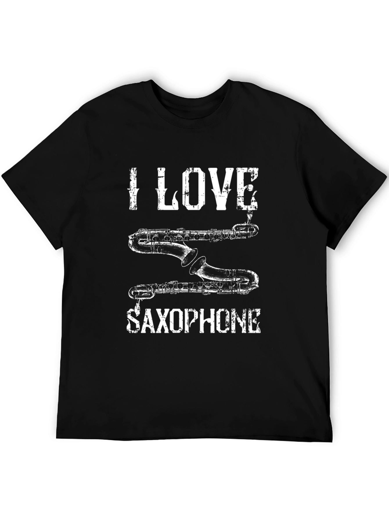 I Love Saxophone Black T-Shirt