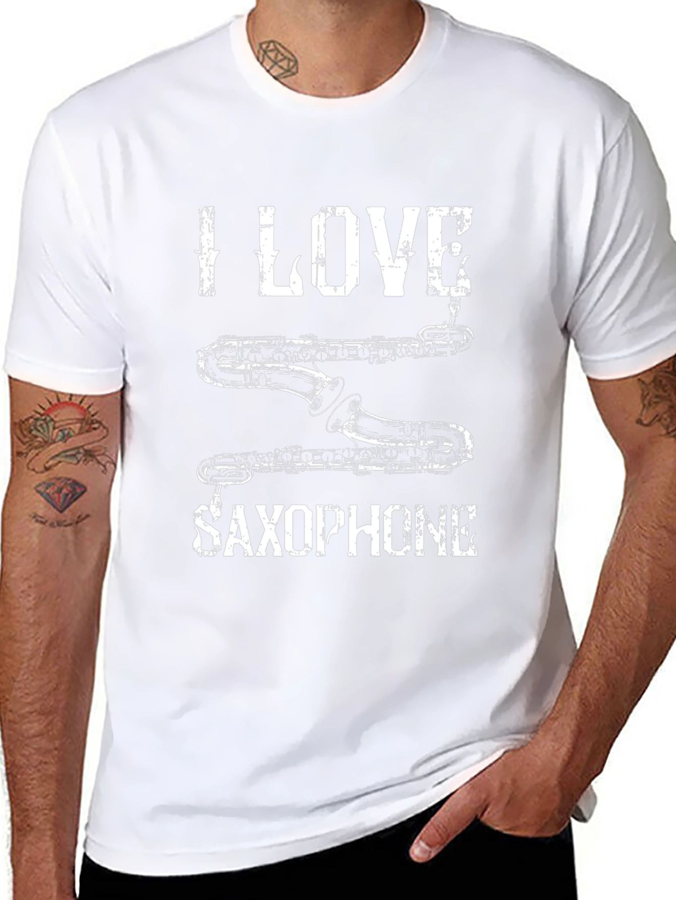 I Love Saxophone Black T-Shirt
