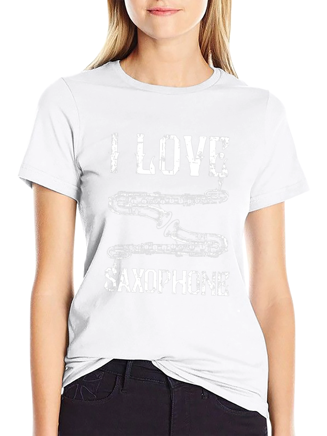 I Love Saxophone Black T-Shirt