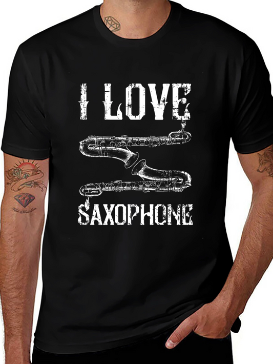 I Love Saxophone Black T-Shirt