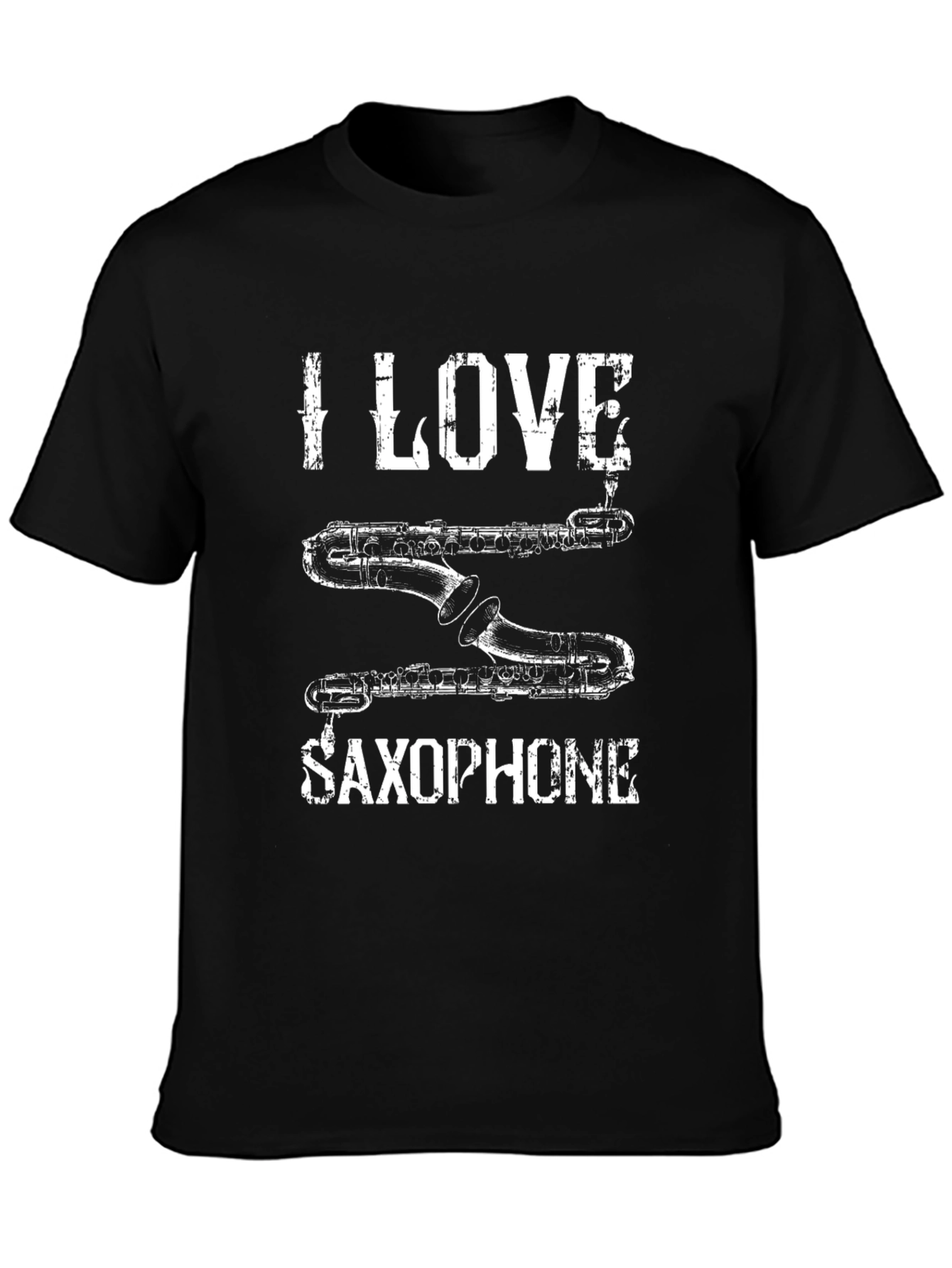I Love Saxophone Black T-Shirt