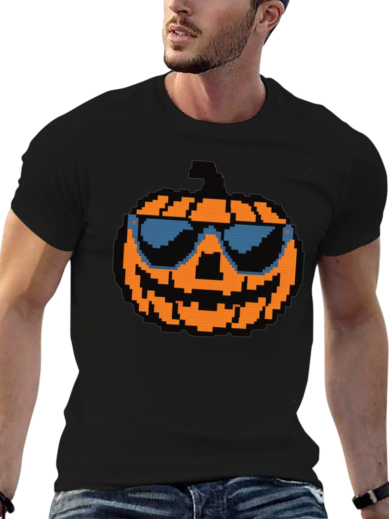Pixel Pumpkin Sunglasses T-Shirt - Halloween Tee