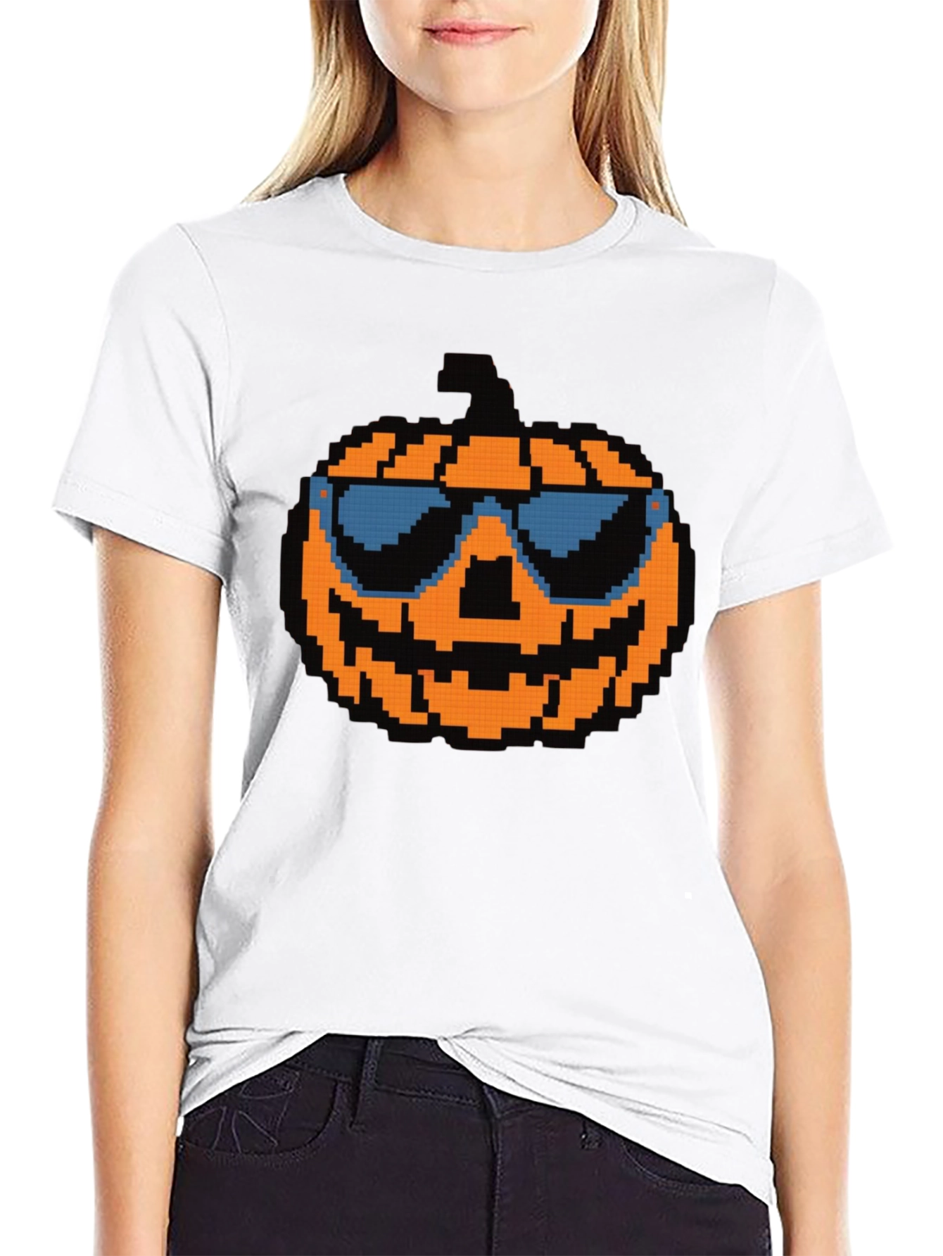 Pixel Pumpkin Sunglasses T-Shirt - Halloween Tee