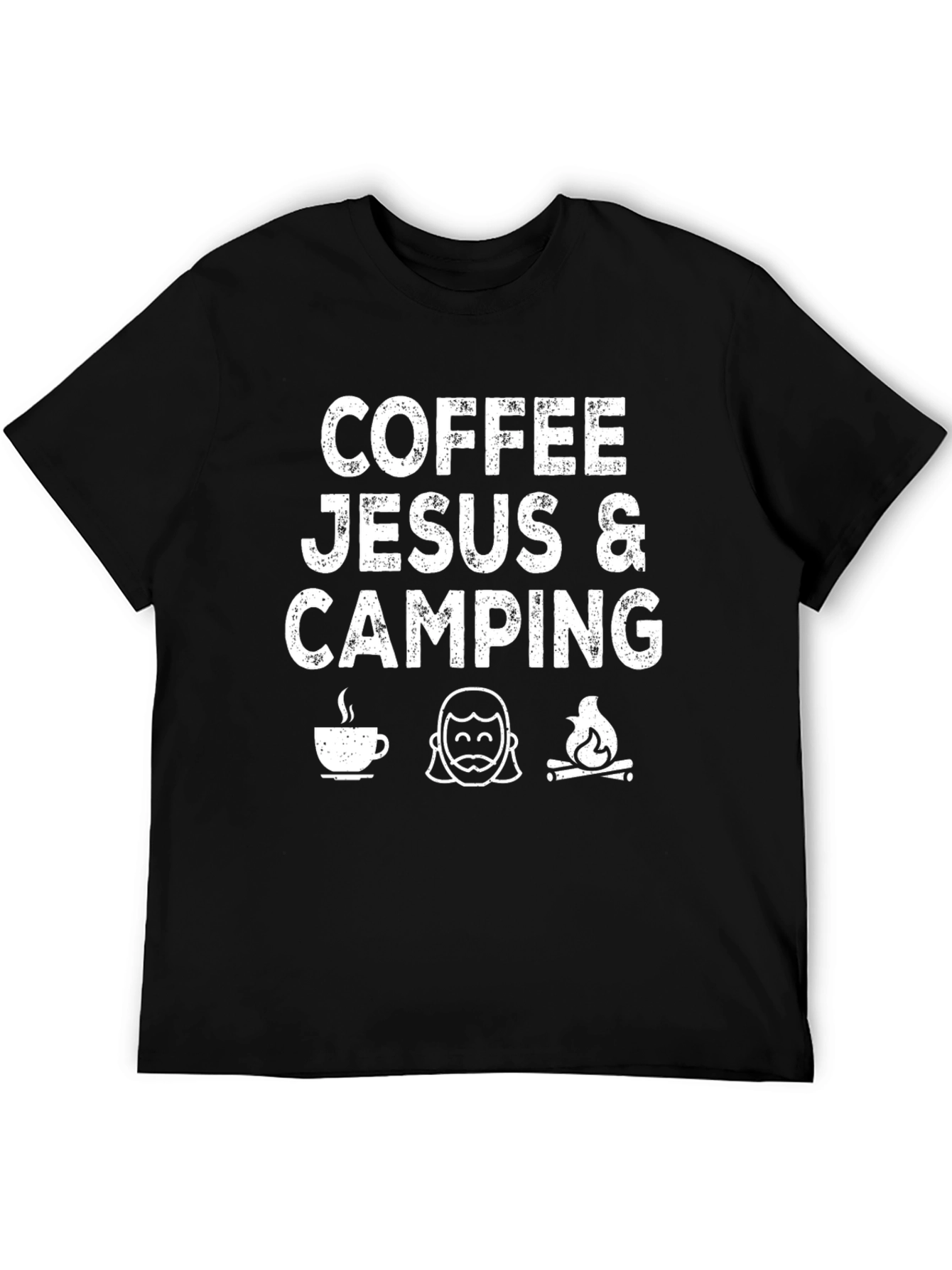 Coffee Jesus & Camping Black Graphic T-Shirt