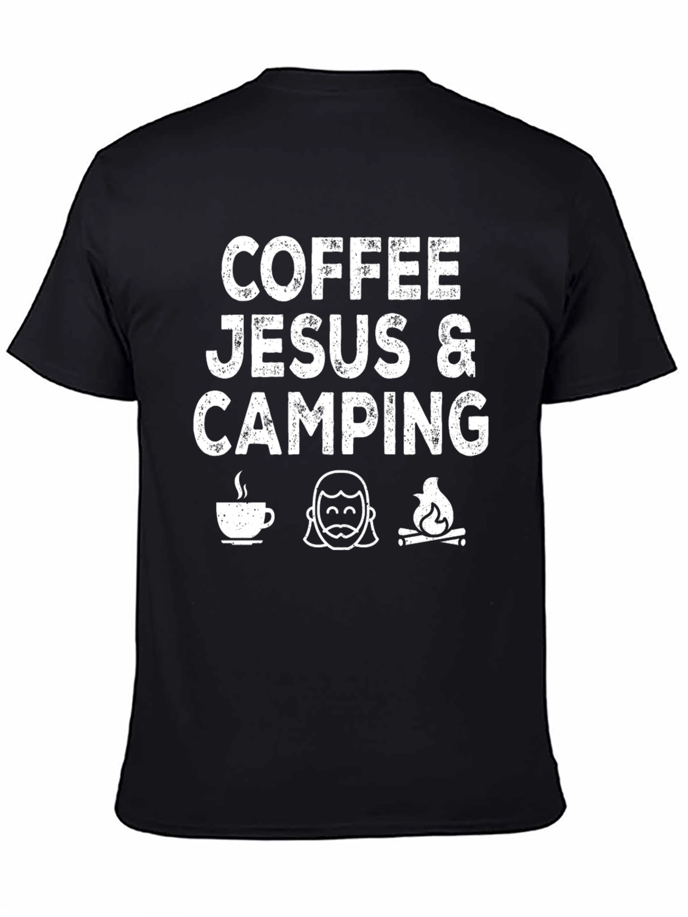 Coffee Jesus & Camping Black Graphic T-Shirt