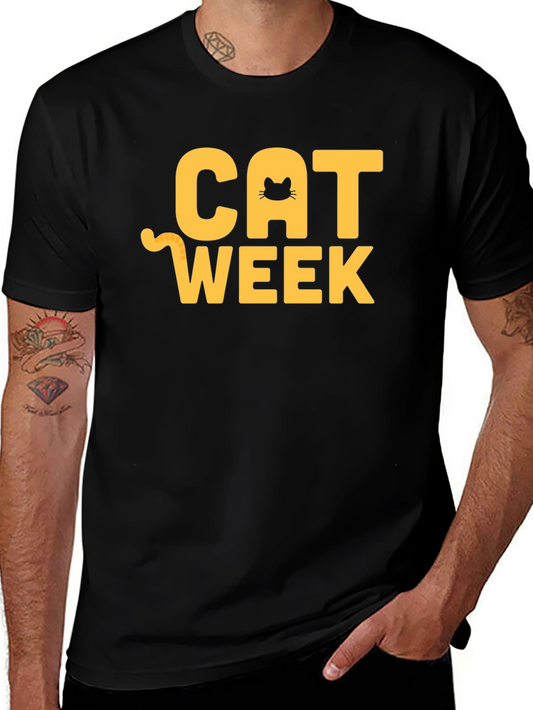 Cat Week Graphic T-Shirt - Black