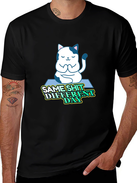 Funny Yoga Cat T-Shirt - Same Shit Different Day